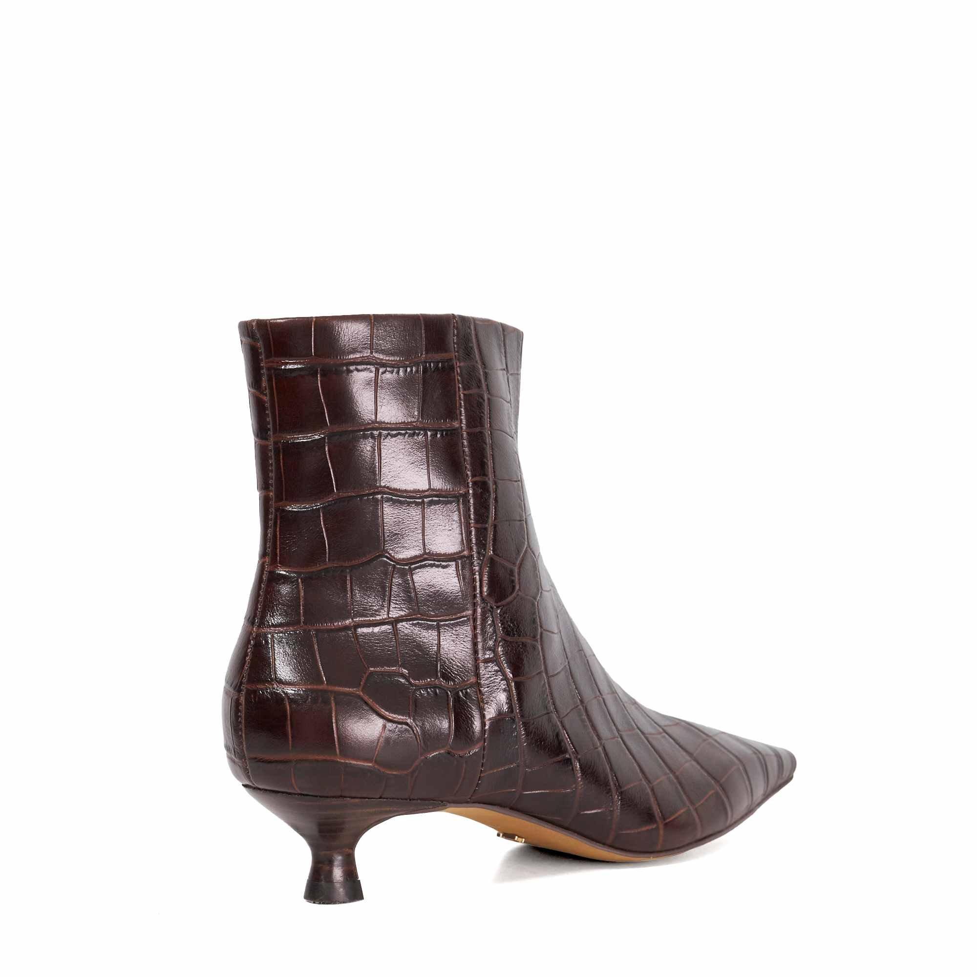 Brown Leather - Dune London - Women's Odore Ankle Heeled Boots - 3