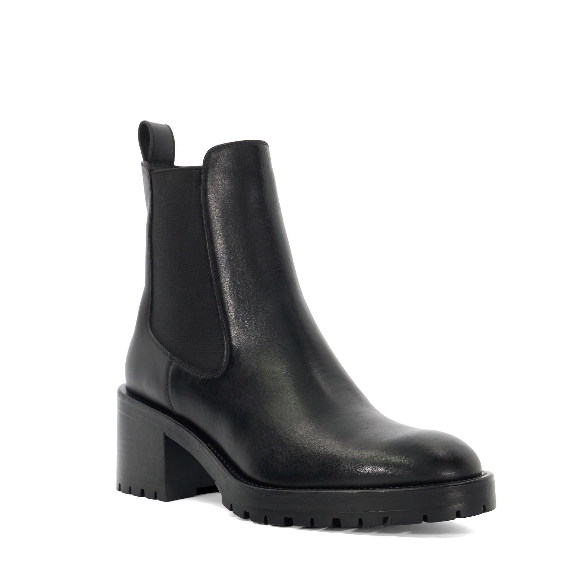 Black Leather - Dune London - Women's Positivity Ankle Heeled Boot - 2