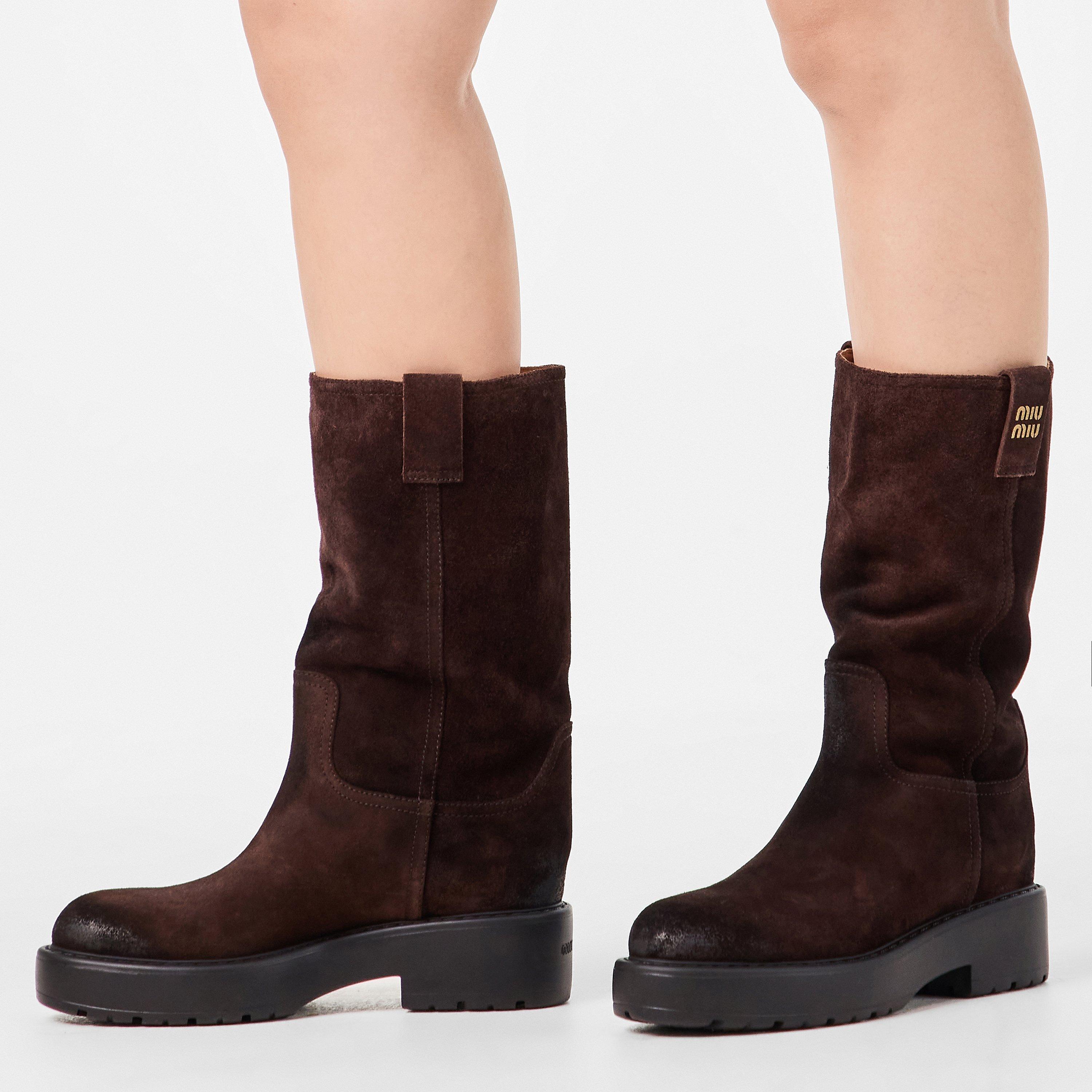 Moro Suede - Miu Miu - Women's Flat Ankle Boots - 3