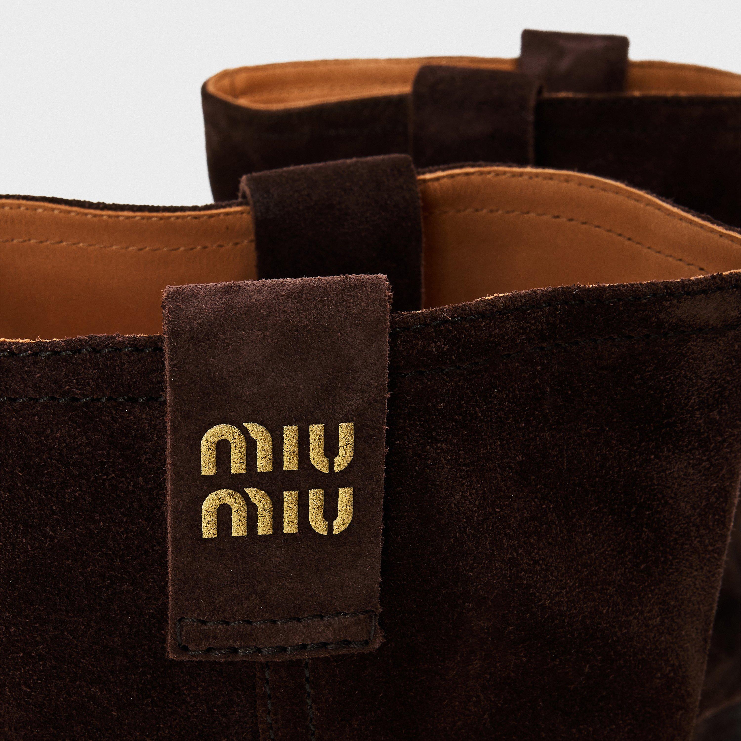 Moro Suede - Miu Miu - Women's Flat Ankle Boots - 5