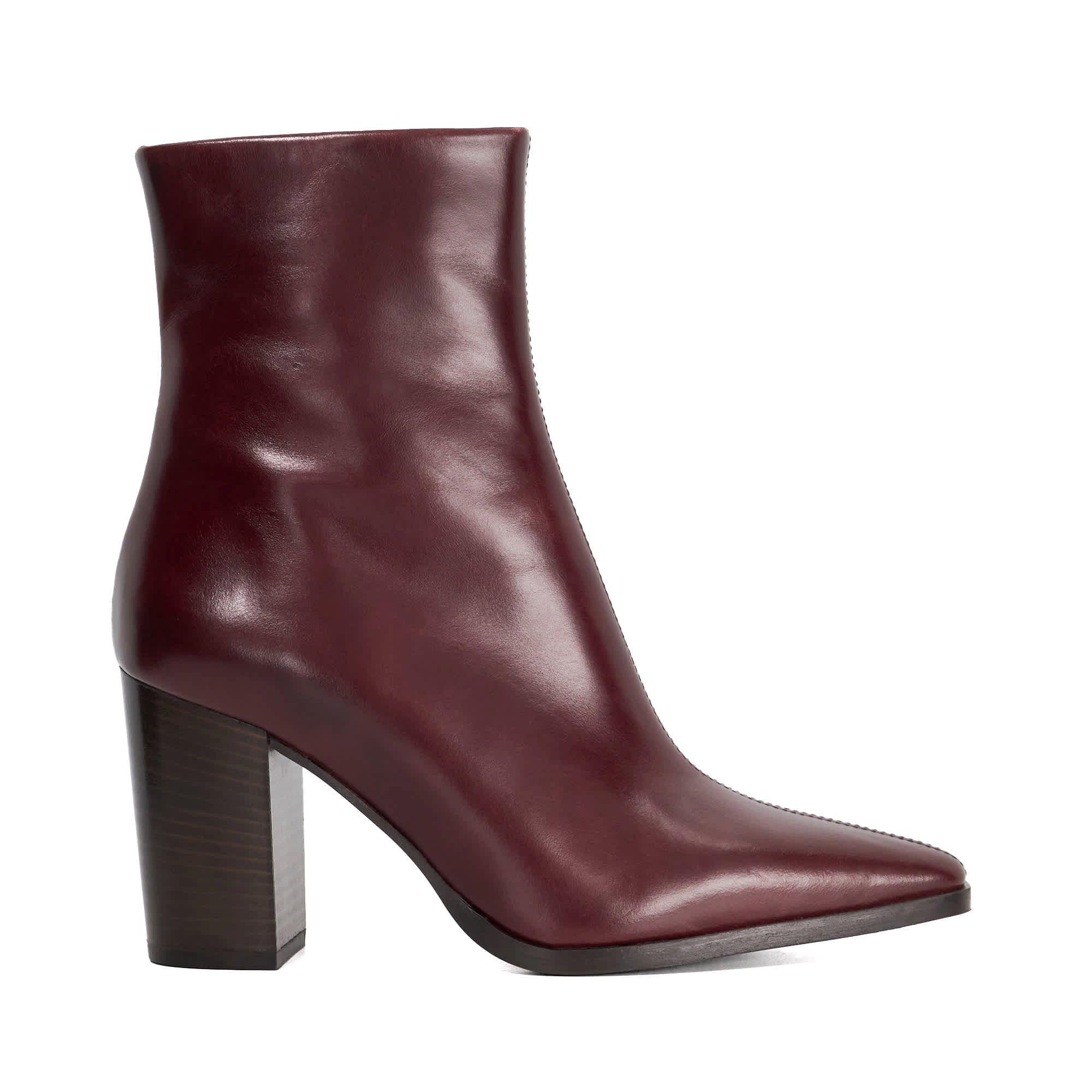 Dune London Women's Patent Ankle Heeled Boots In Burgundy Lthr