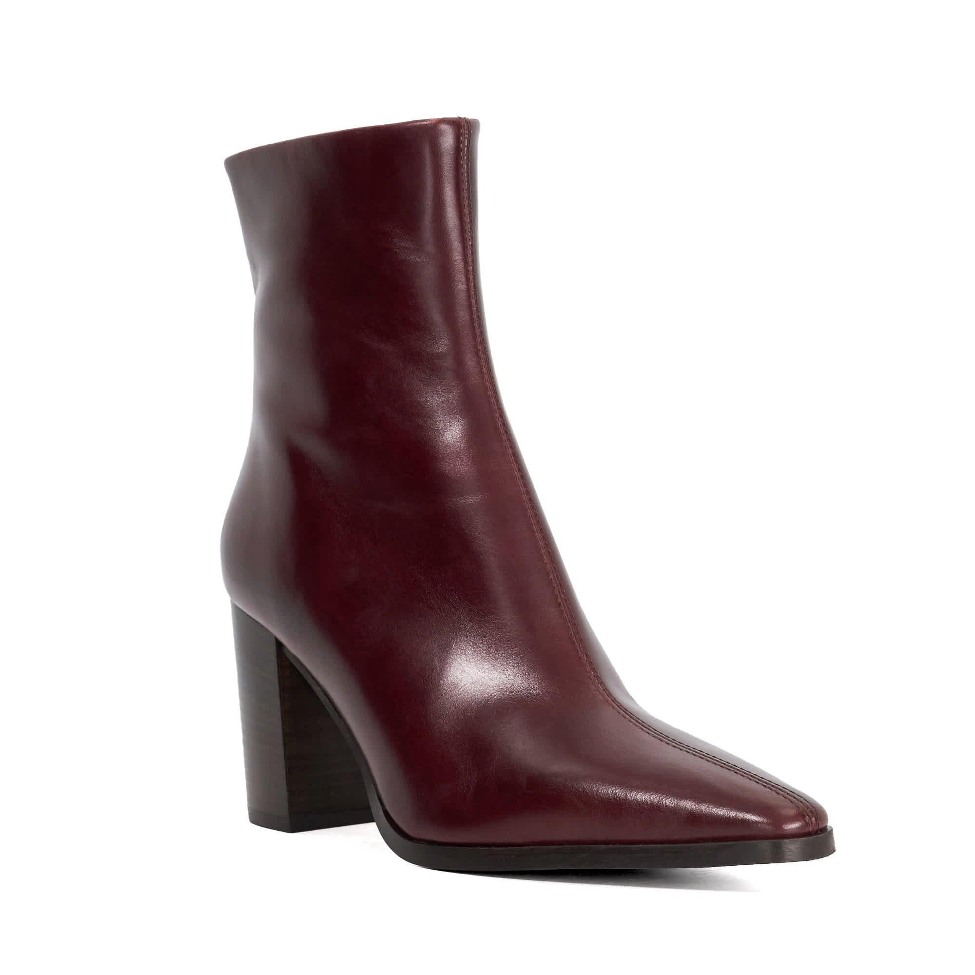 Burgundy Lthr - Dune London - Women's Patent Ankle Heeled Boots - 2