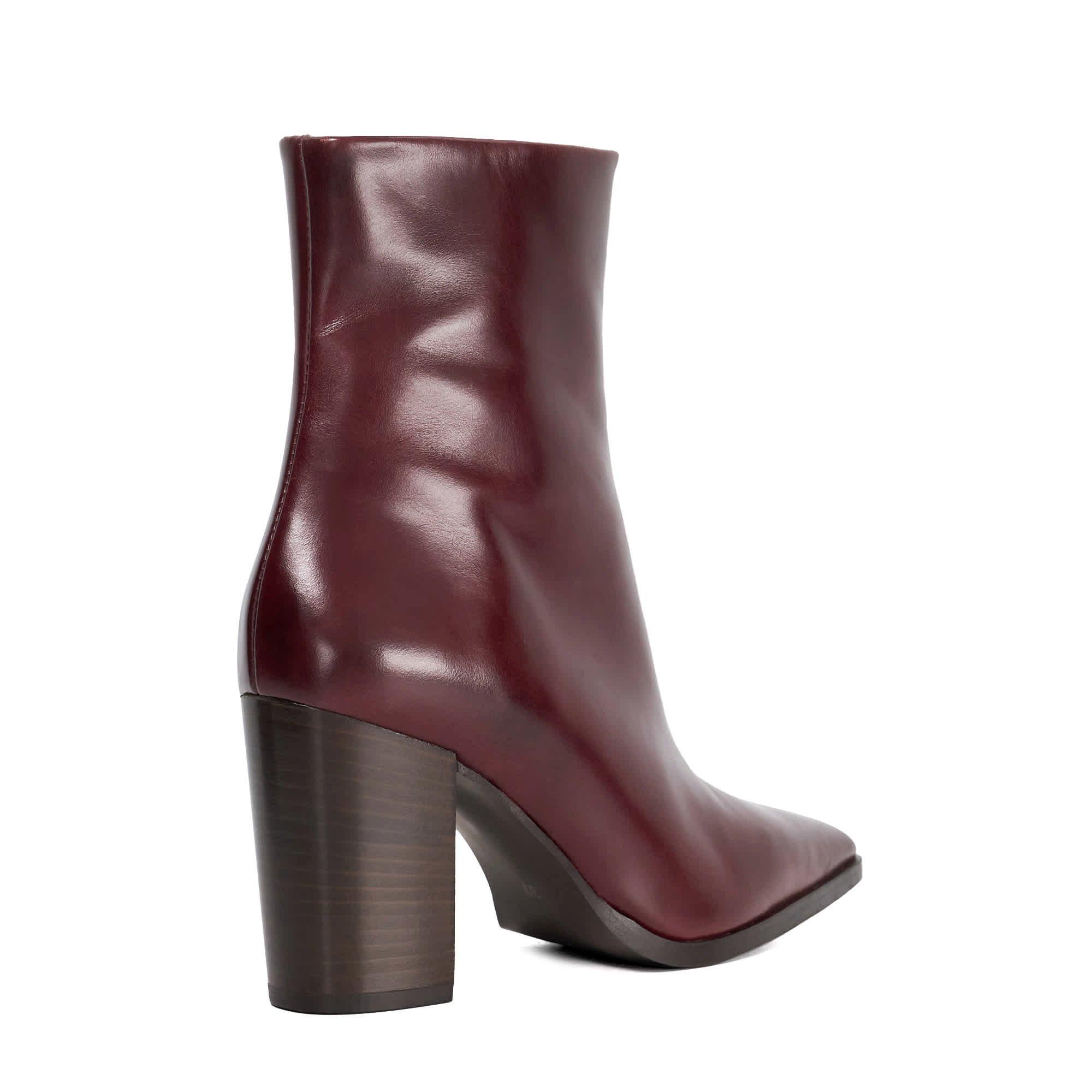 Burgundy Lthr - Dune London - Women's Patent Ankle Heeled Boots - 3