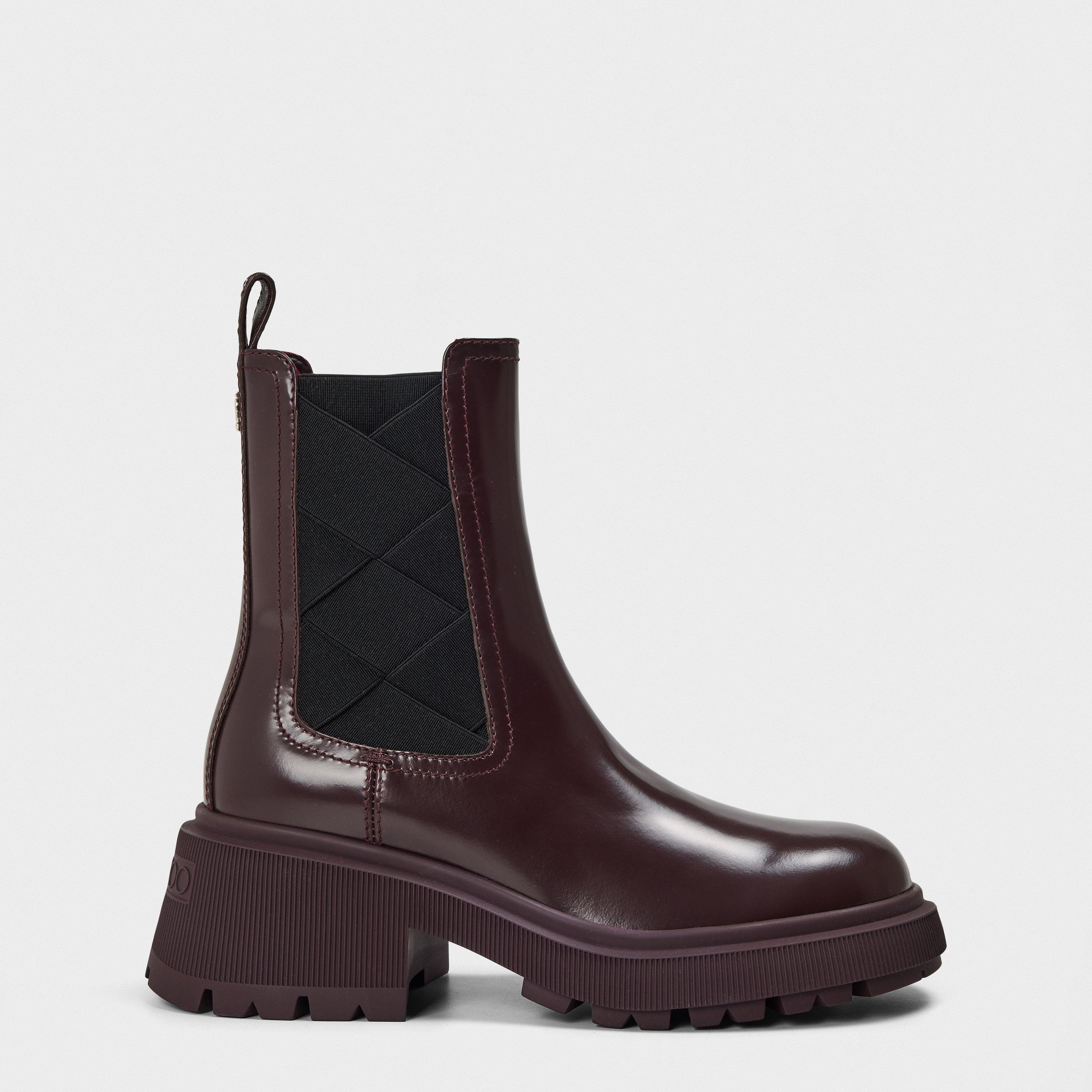 Deep Merlot - Jimmy Choo - Women's Louri Combat Flat Ankle Boots - 1