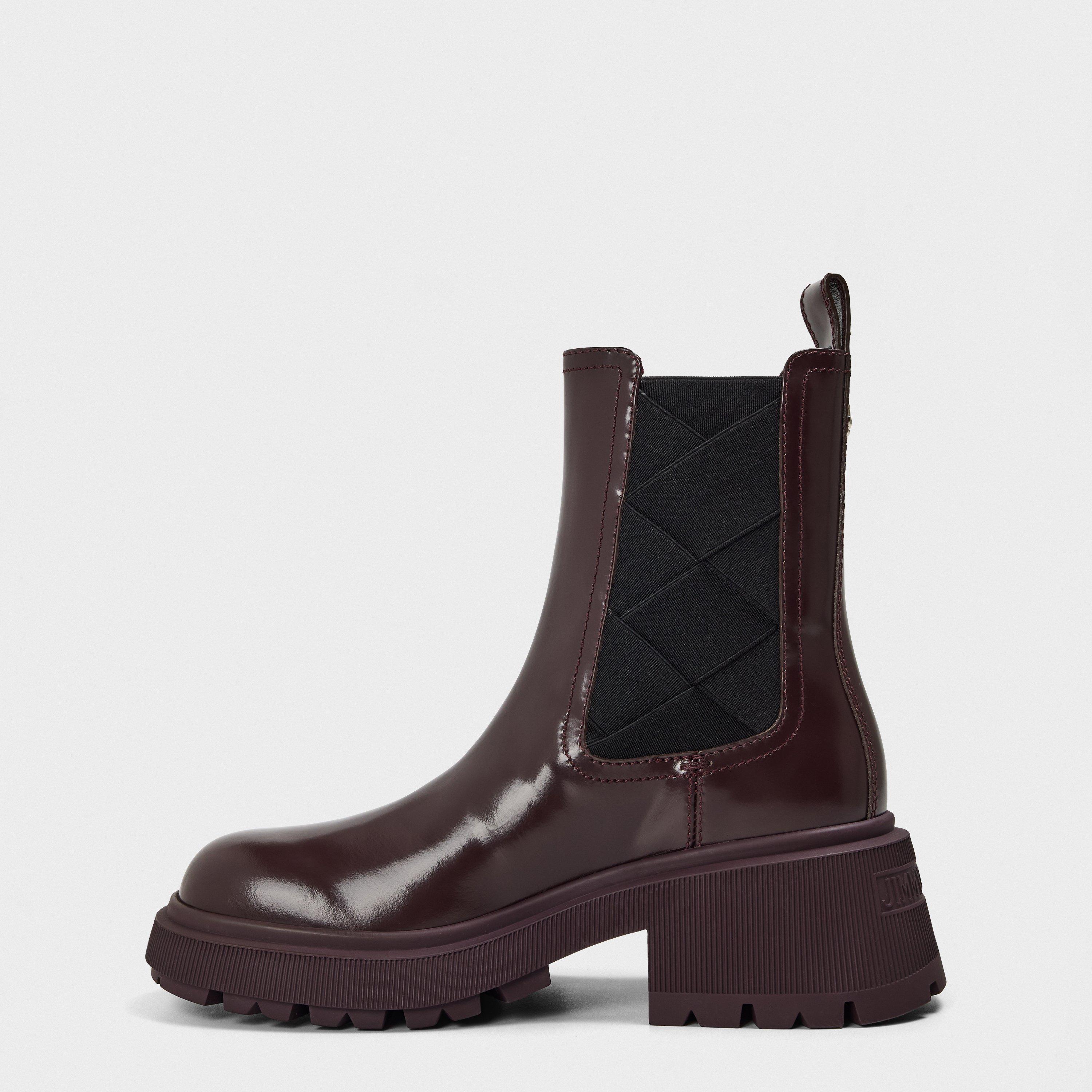 Deep Merlot - Jimmy Choo - Women's Louri Combat Flat Ankle Boots - 2