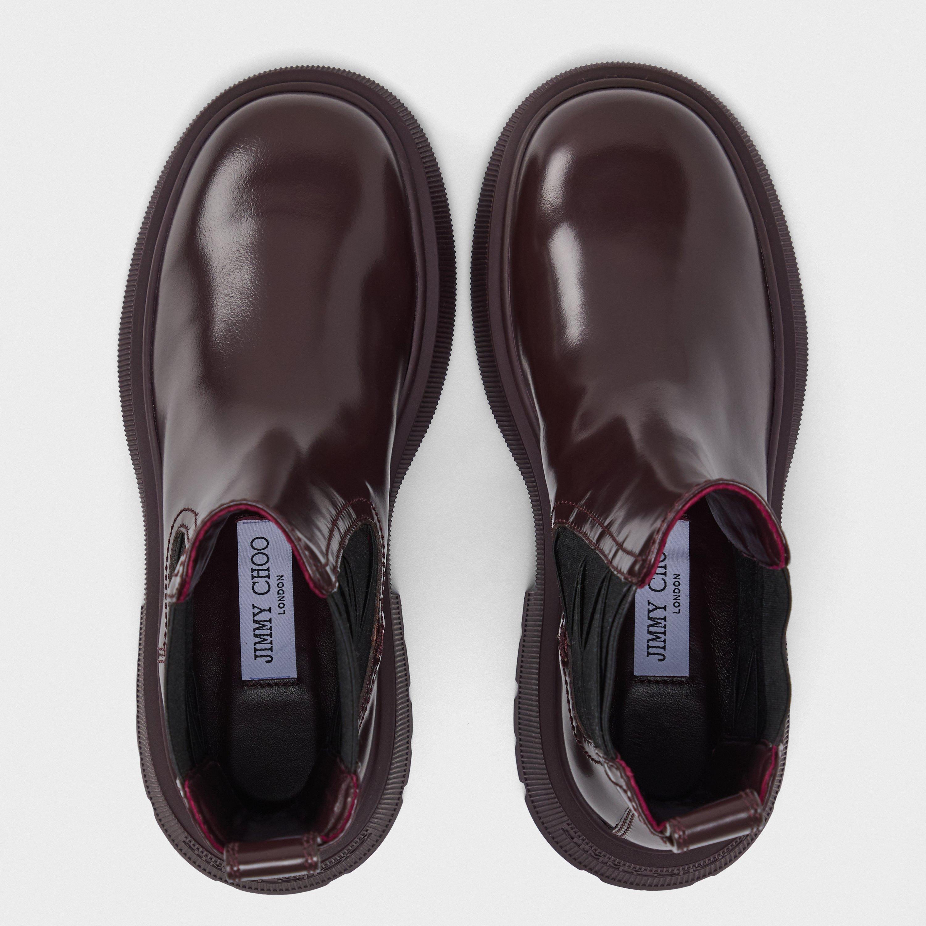 Deep Merlot - Jimmy Choo - Women's Louri Combat Flat Ankle Boots - 4