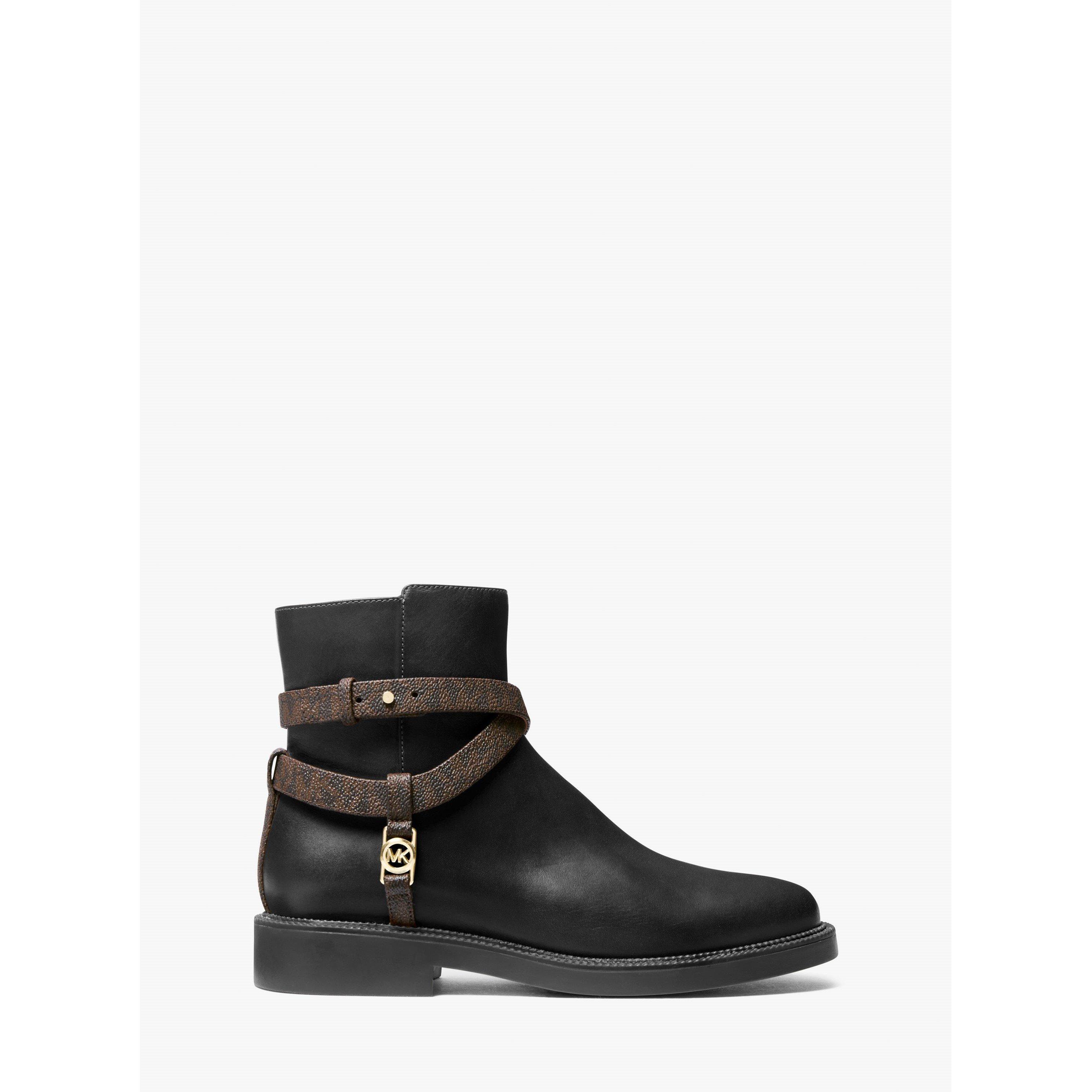 MICHAEL Michael Kors Women's Flat Ankle Boots - Blk Brown - Size 7 (40.5)