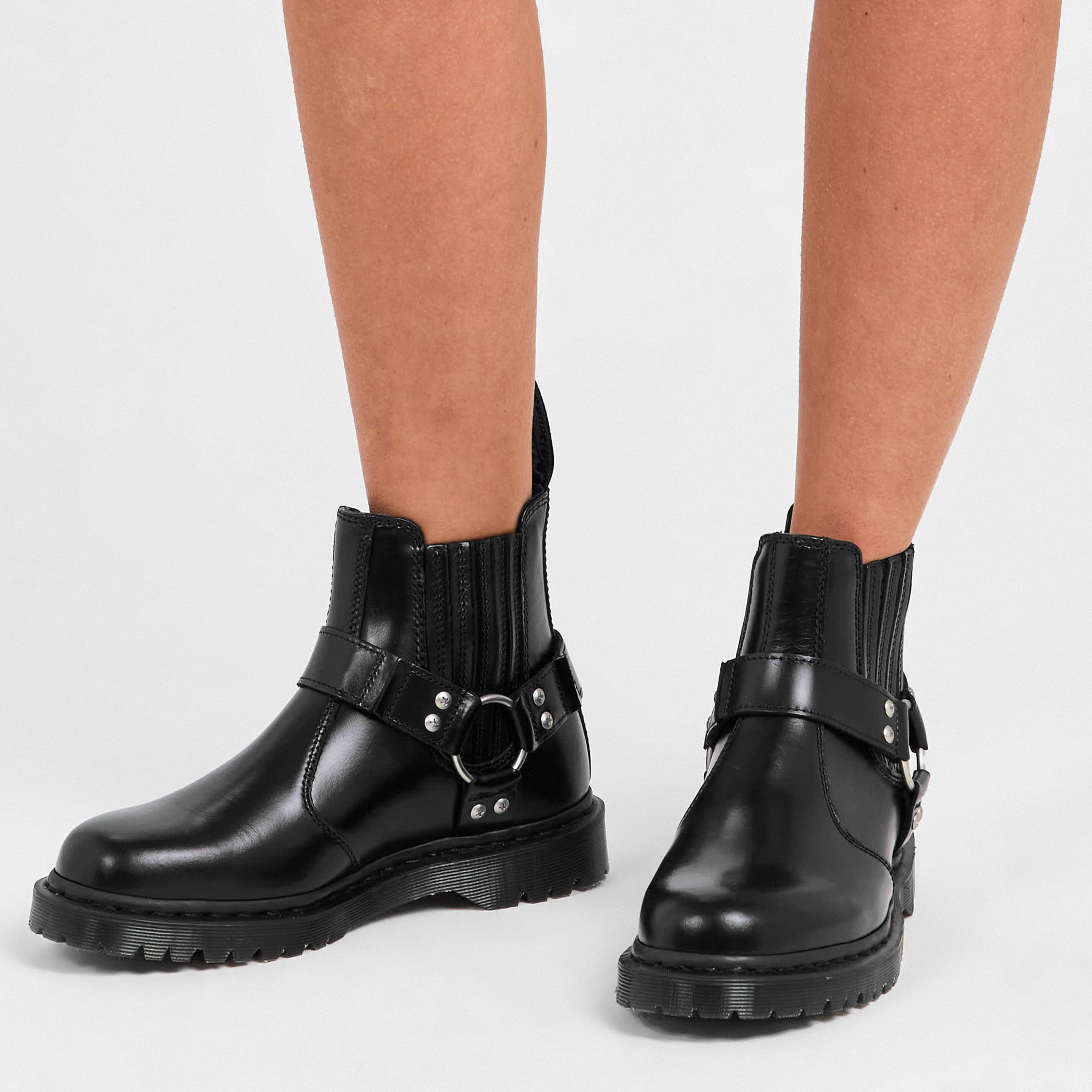 Black Analine - Dr Martens - Women's Harness Chelsea Boots - 3
