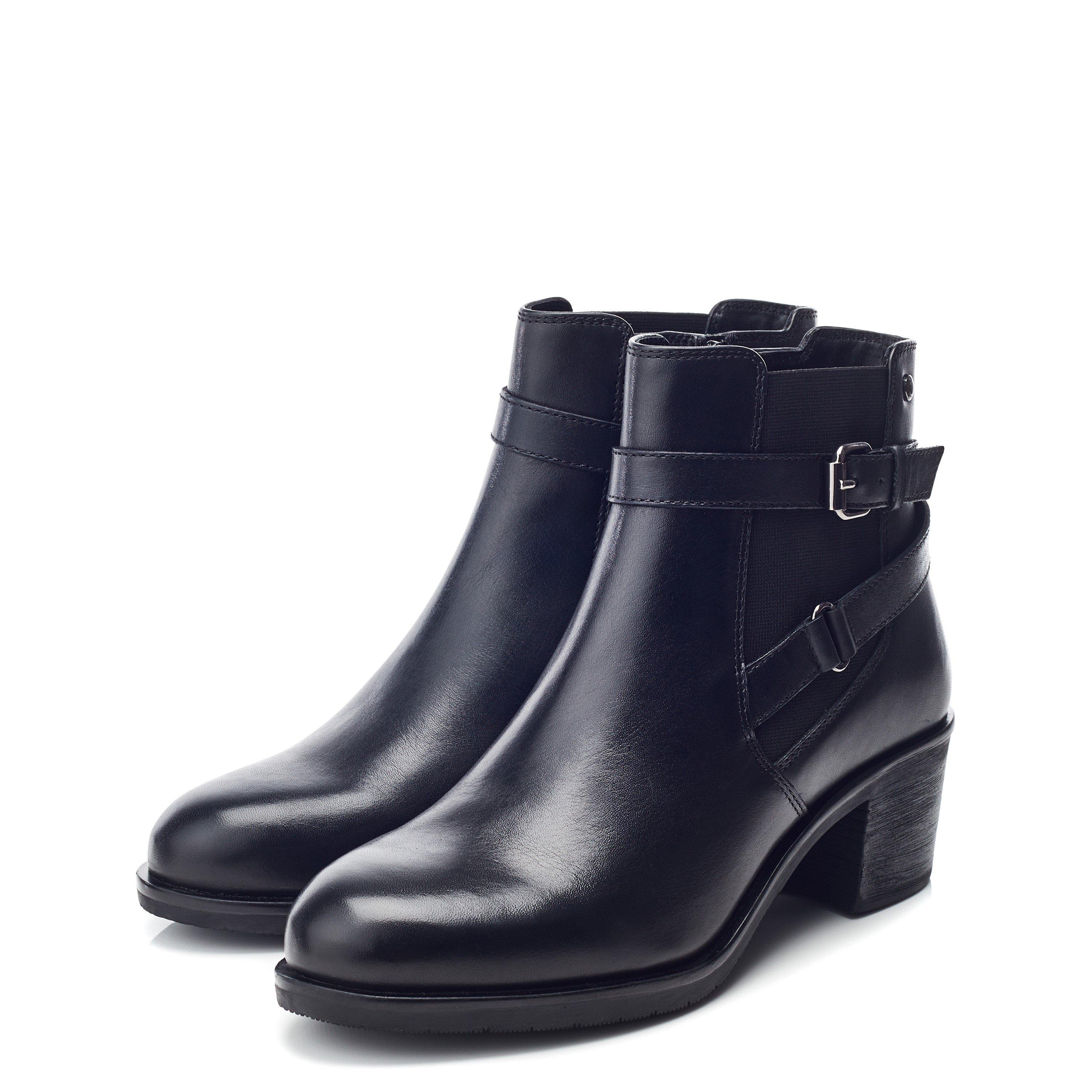 Black - Moda in Pelle - Women's Libres Black Leather Ankle Heeled Boots - 2