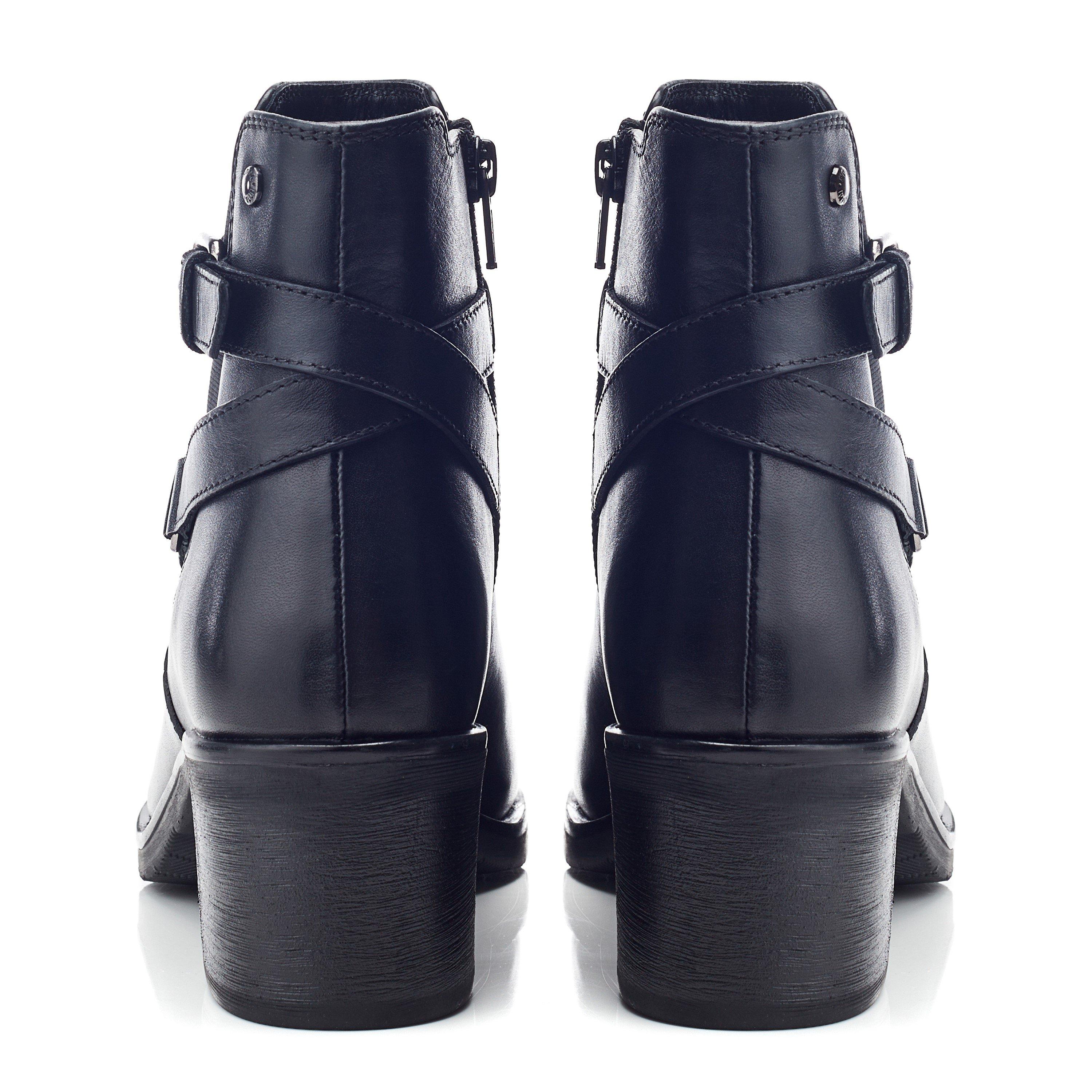 Black - Moda in Pelle - Women's Libres Black Leather Ankle Heeled Boots - 3