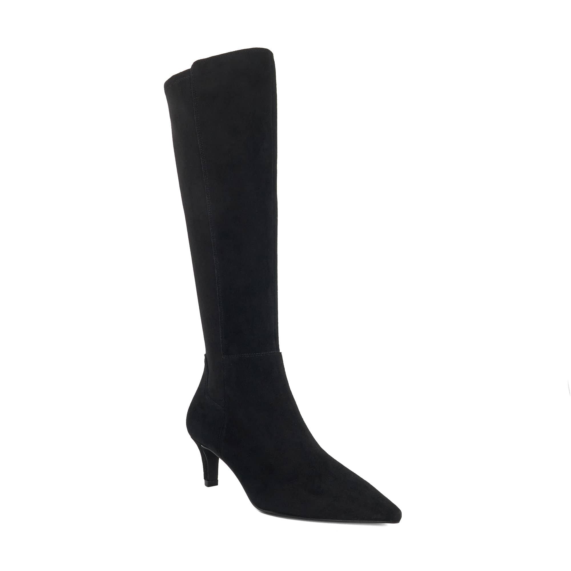 Black Suede - Dune London - Women's Sultry Leather Knee-High Boots - 2
