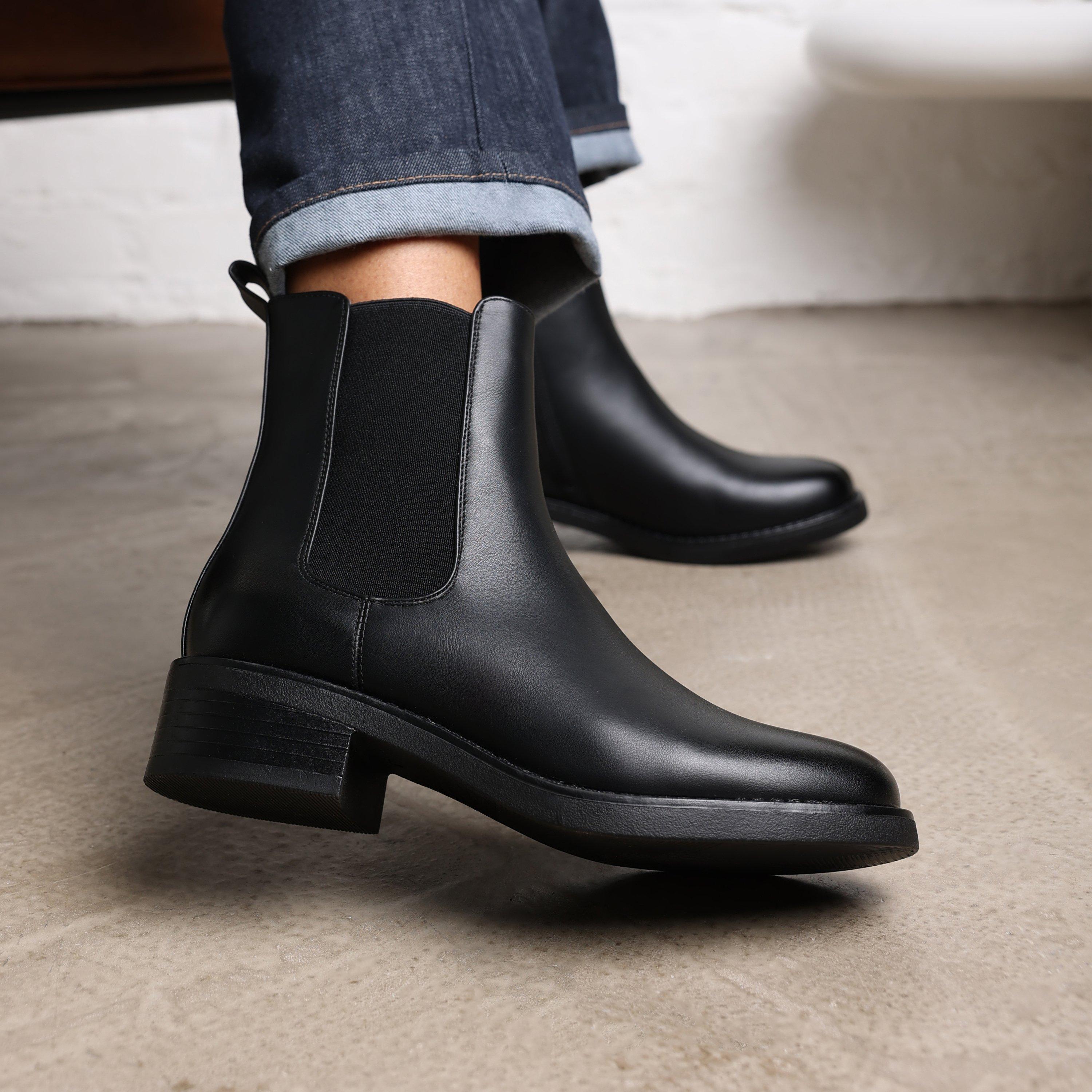 Black PU - Wheres That From - Low Heel Chelsea Zip Ankle Boots - 2