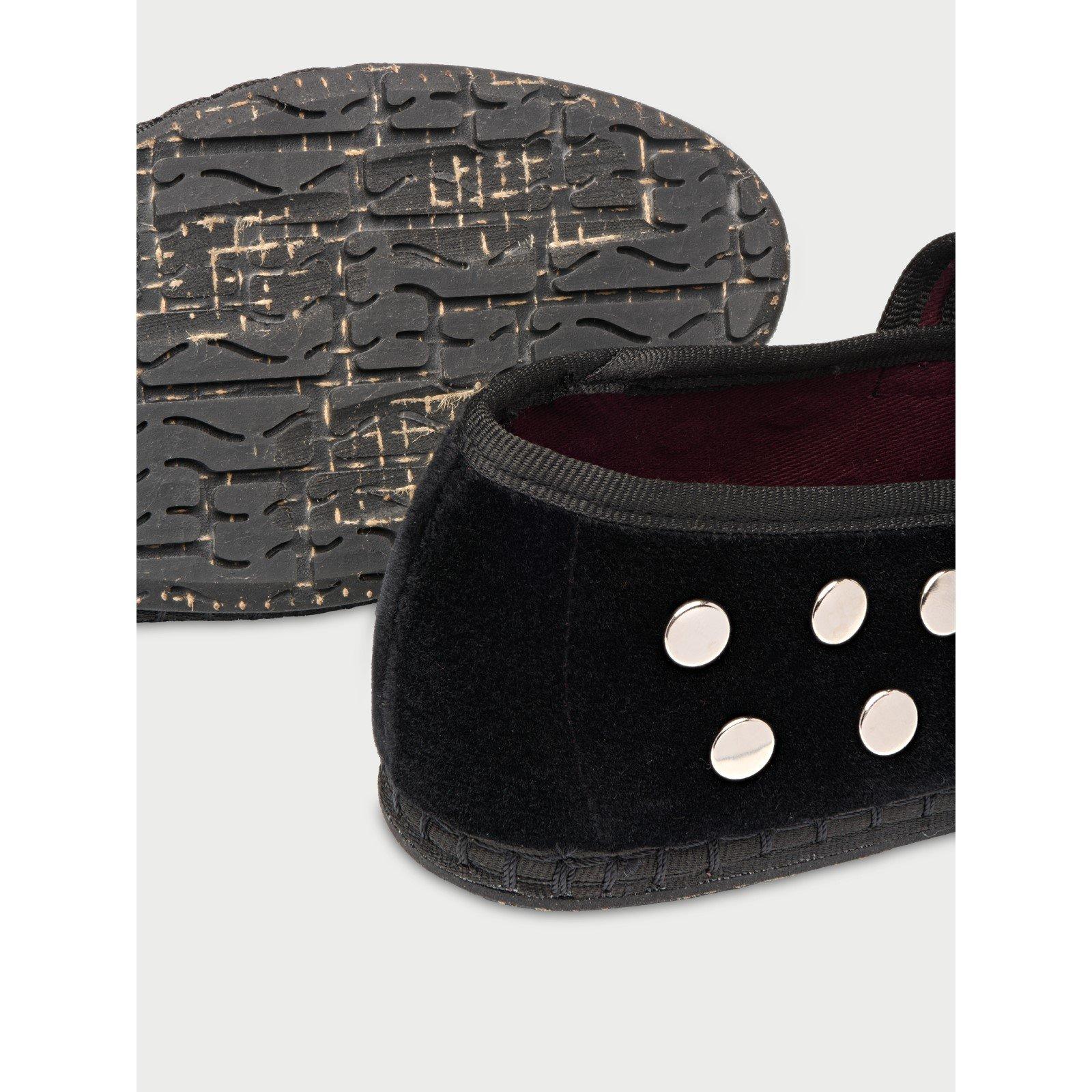 Black - Flabelus - Mae Silver Black Velvet Ballerina - 3