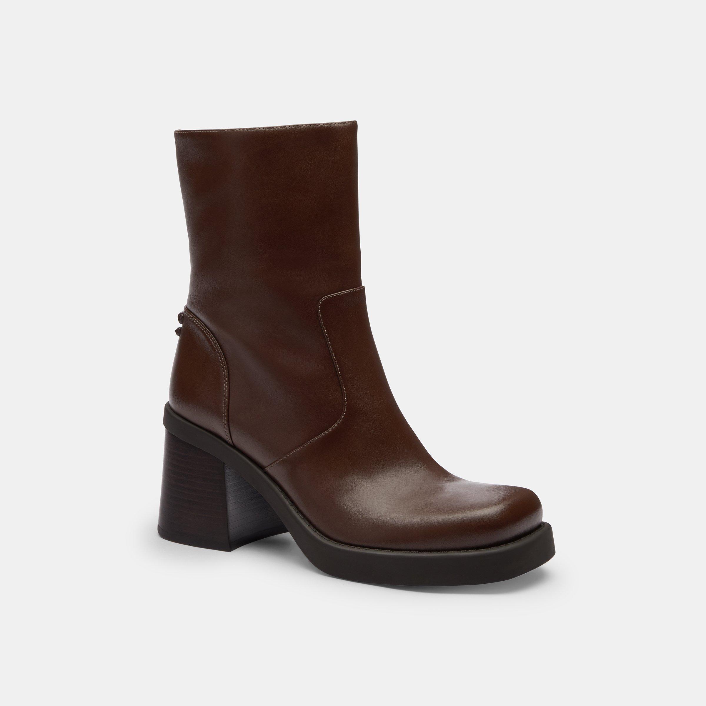 Maple - Coach - Women's Leather Ankle Heeled Boots - 1