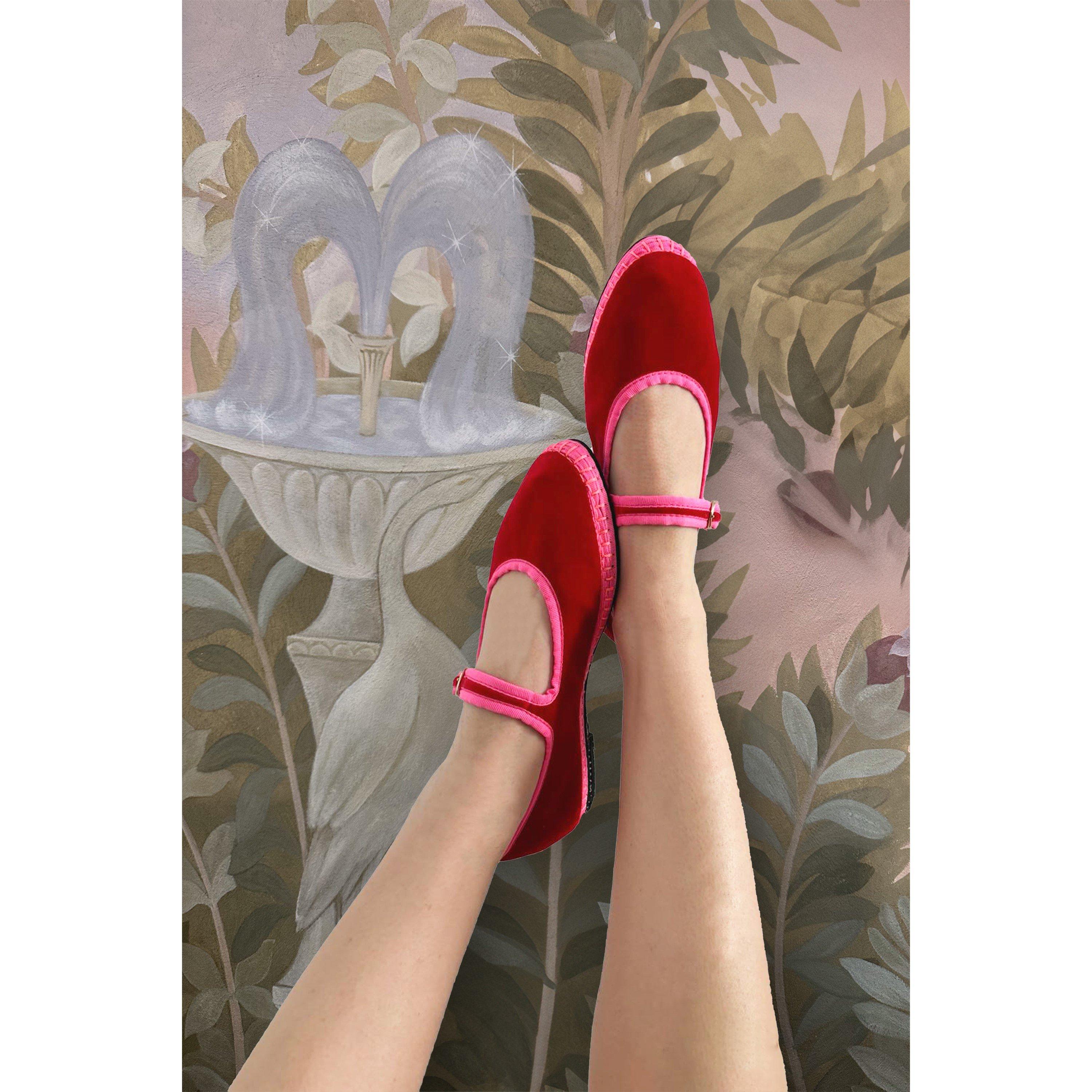 Red/Pink - Flabelus - Aurelie Velvet Mary Jane - 4