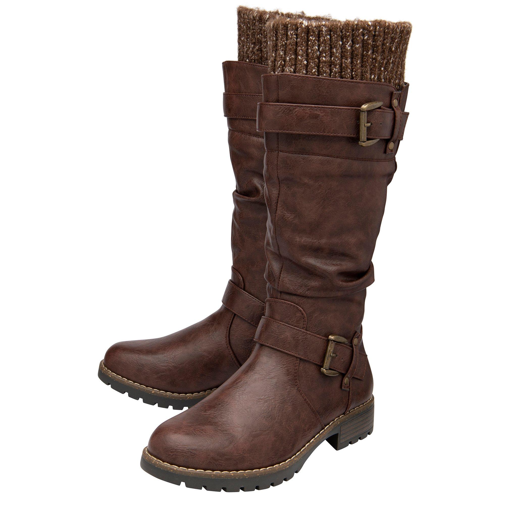 Brown - Lotus Shoes - Lotus Juniper Black Knee High Boots - 2