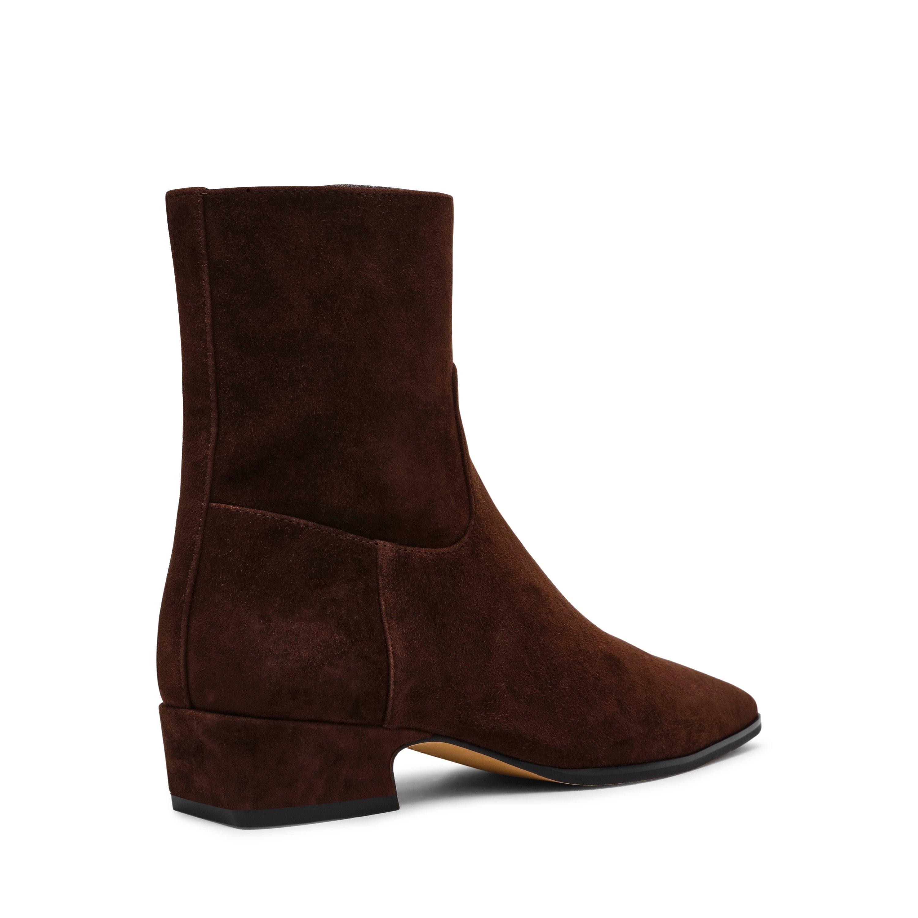 Chocolate Brown - Steve Madden - Women's Dusty Leather Heeled Ankle Boots - 3