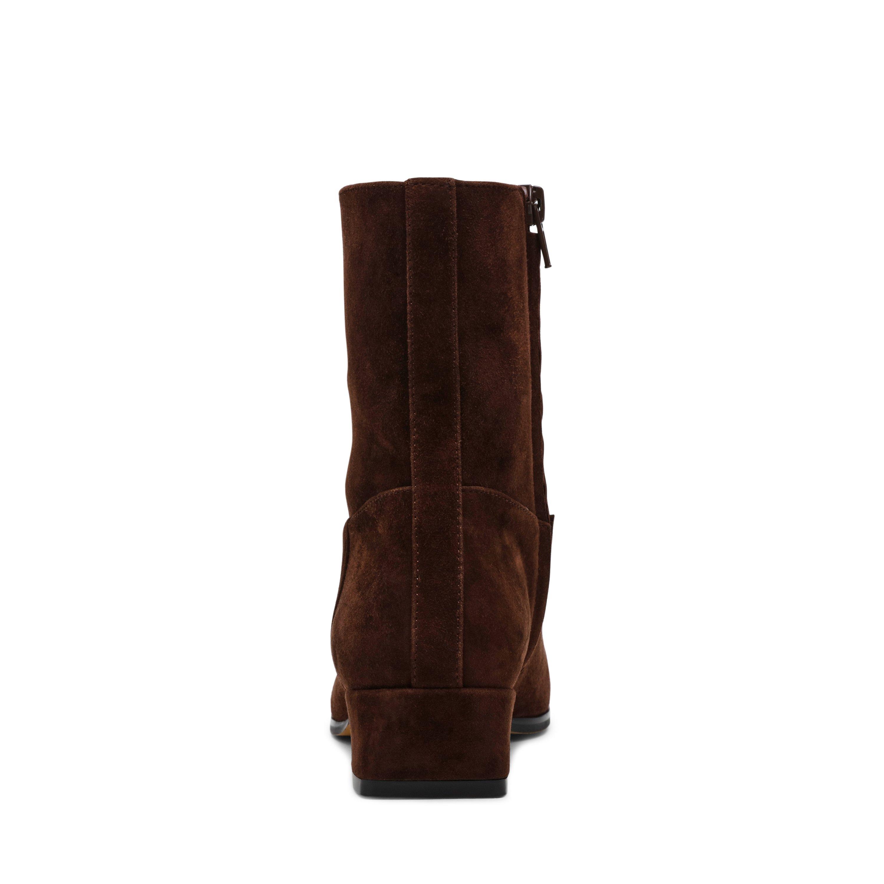 Chocolate Brown - Steve Madden - Women's Dusty Leather Heeled Ankle Boots - 5