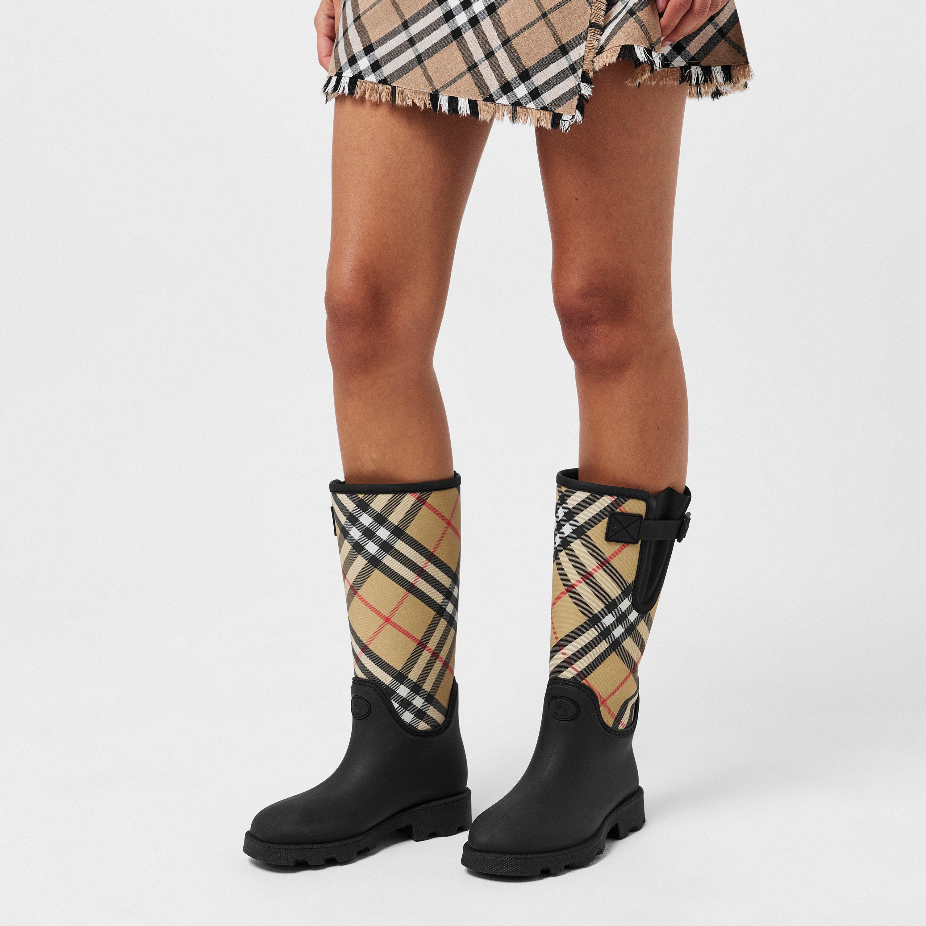 Black Check - Burberry - Women's Knee High Boots - 3