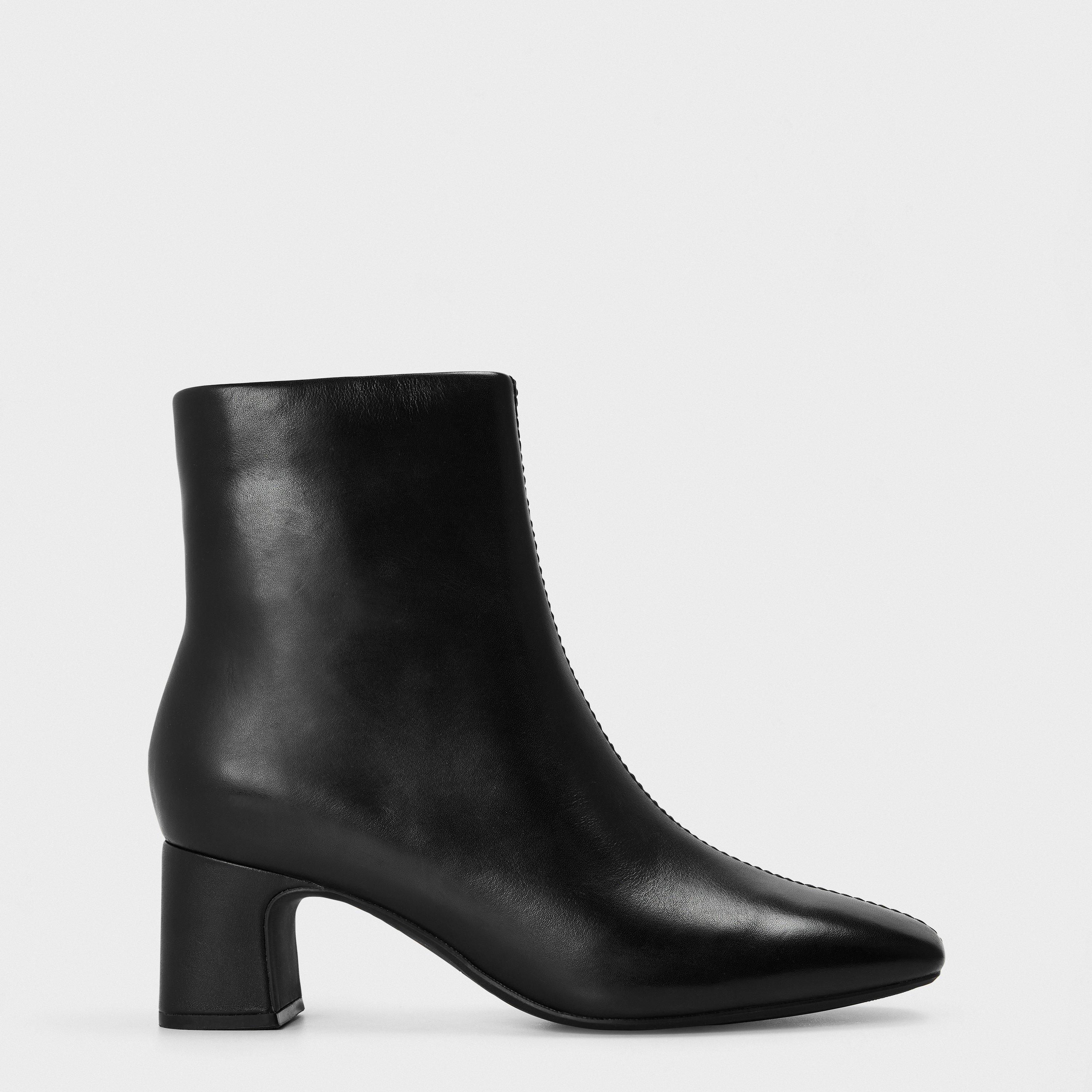 Black Leather - Clarks - Women's Fernie Zipped Ankle Heeled Boots - 1