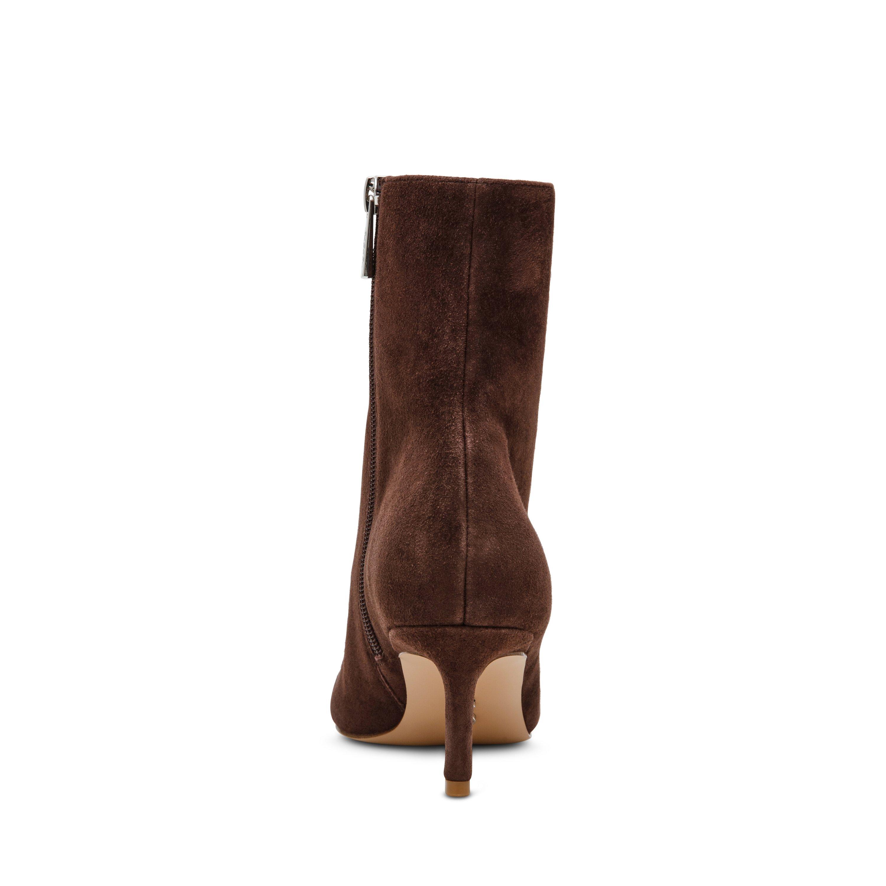 Brown Sue - Steve Madden - Women's Lulah Leather Heeled Ankle Boots - 6