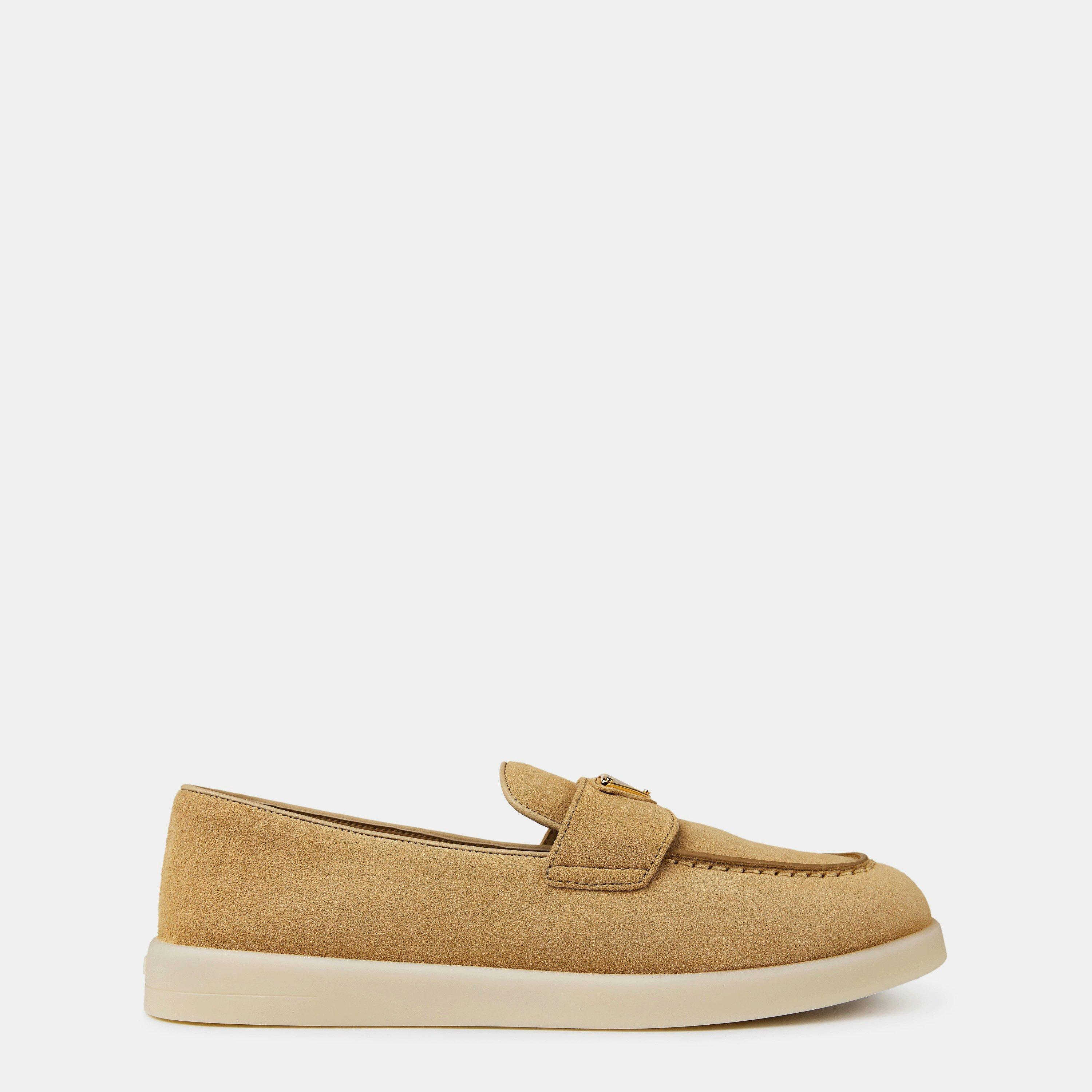 Ecru - Prada - Suede Leather Loafers - 1