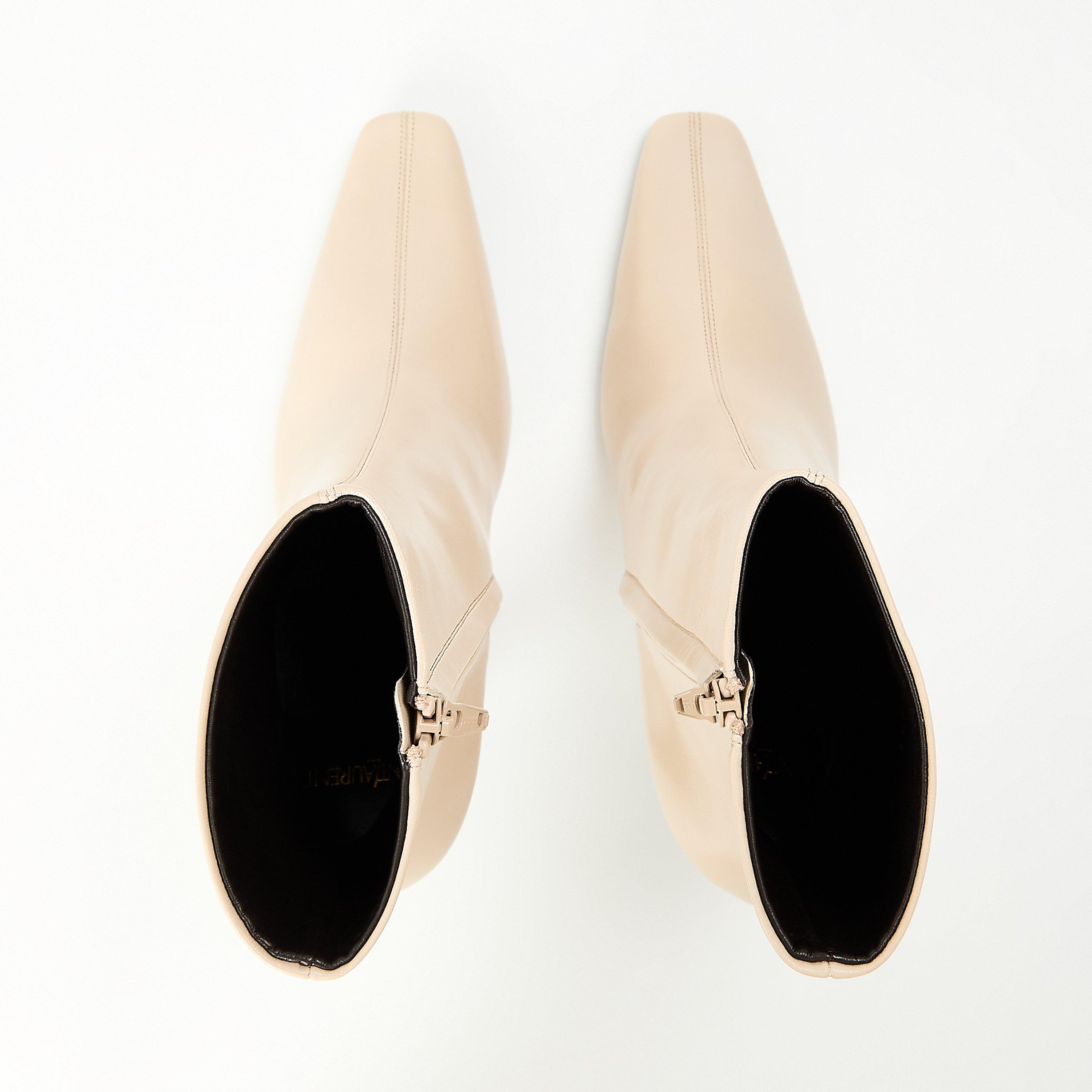 Stonish Beige - Saint Laurent - Women's Heeled Ankle Boots - 5