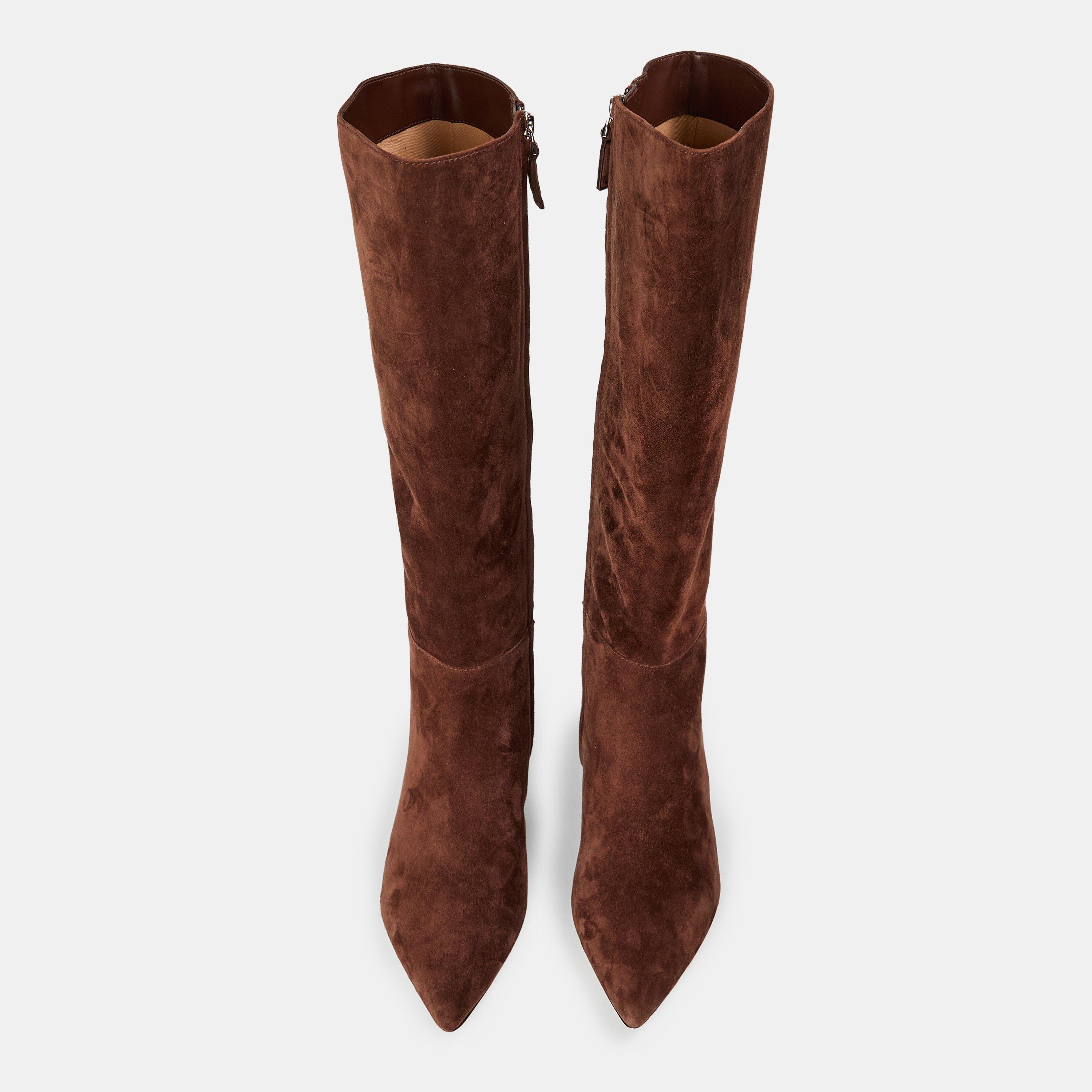 Dark Hickory - Lauren by Ralph Lauren - Women's Real Leather McKay Knee High Boots - 5