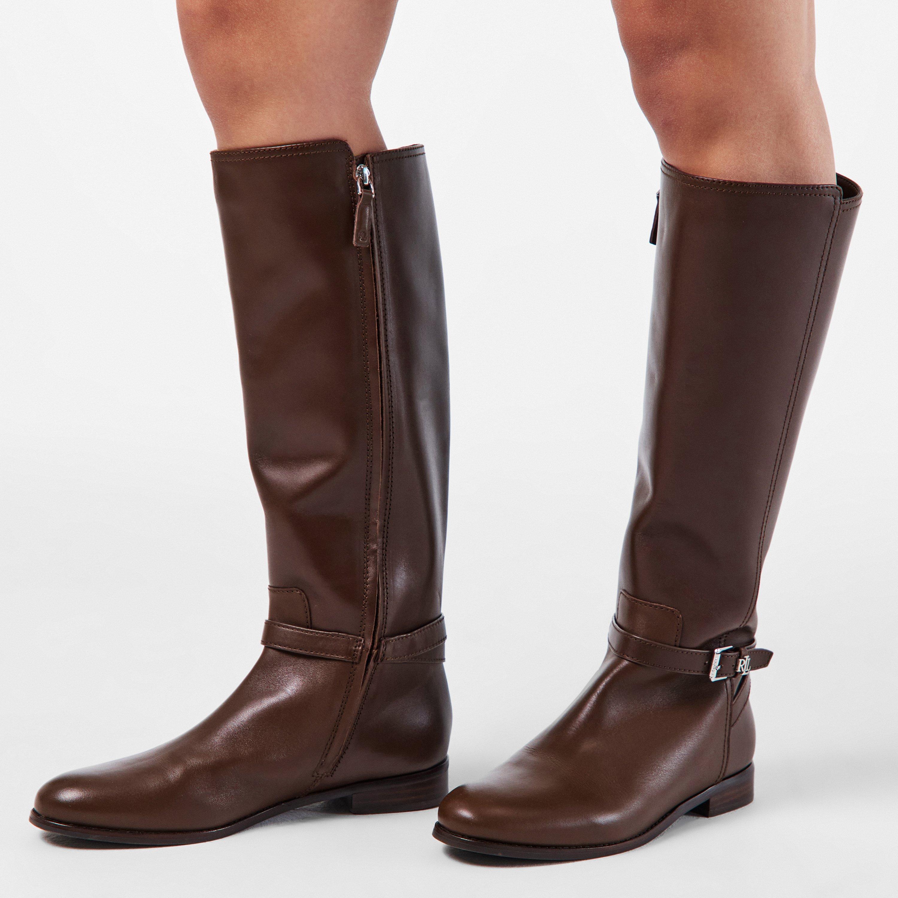 Dark Hickory - Lauren by Ralph Lauren - Women's Real Leather Brook Knee High Boots - 3