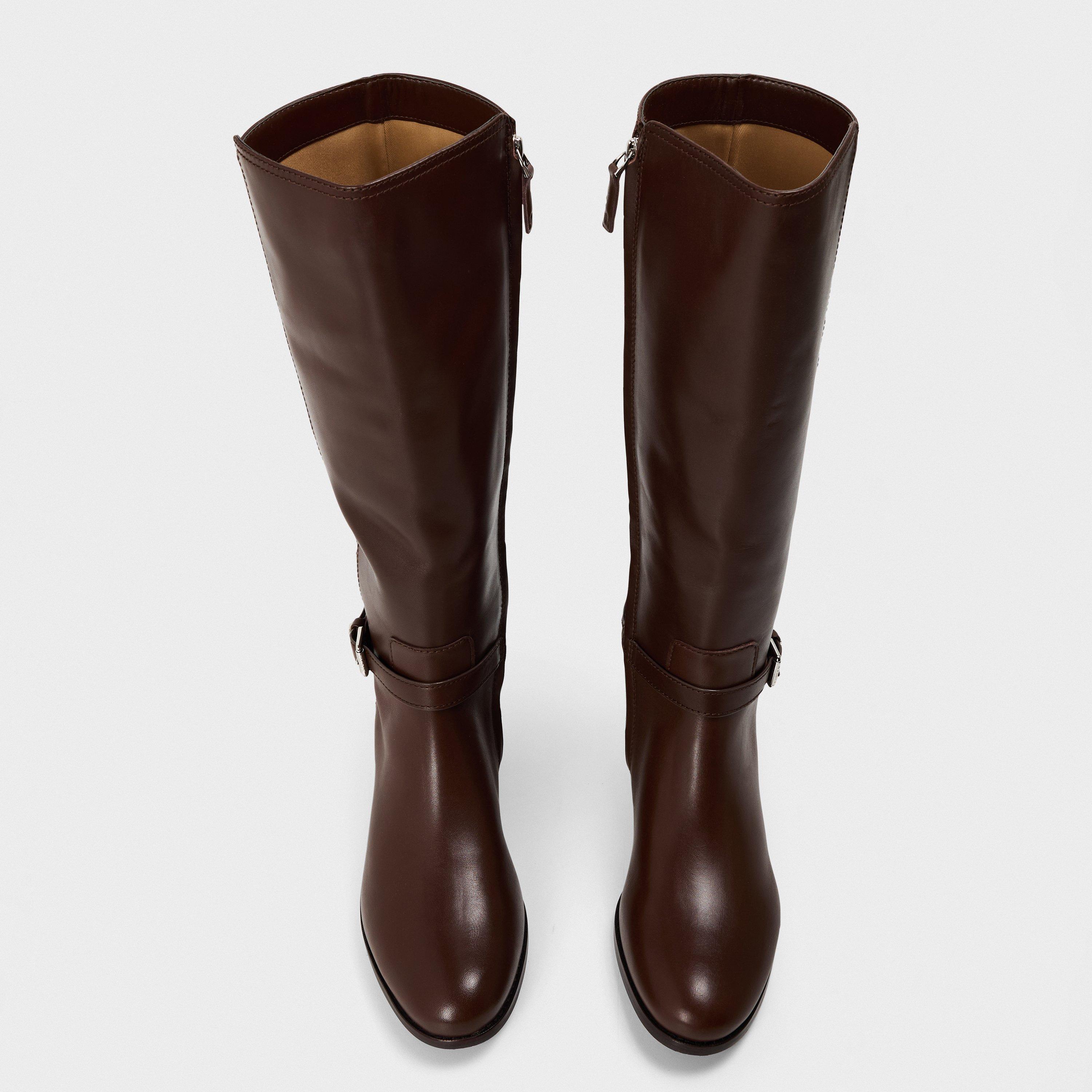 Dark Hickory - Lauren by Ralph Lauren - Women's Real Leather Brook Knee High Boots - 5