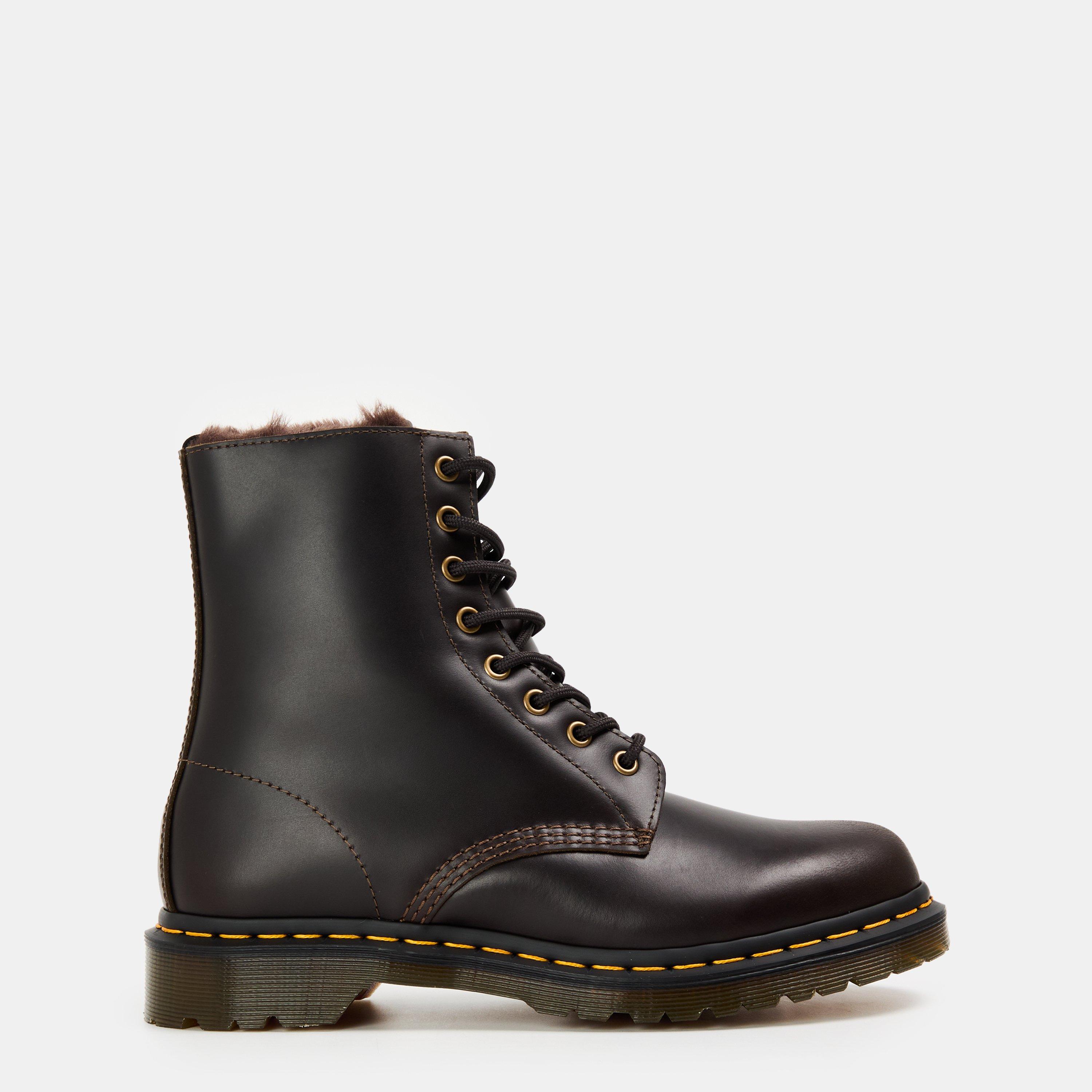 Dark Taupe - Dr Martens - 1460 Serena Faux Fur Lined Boots - 1