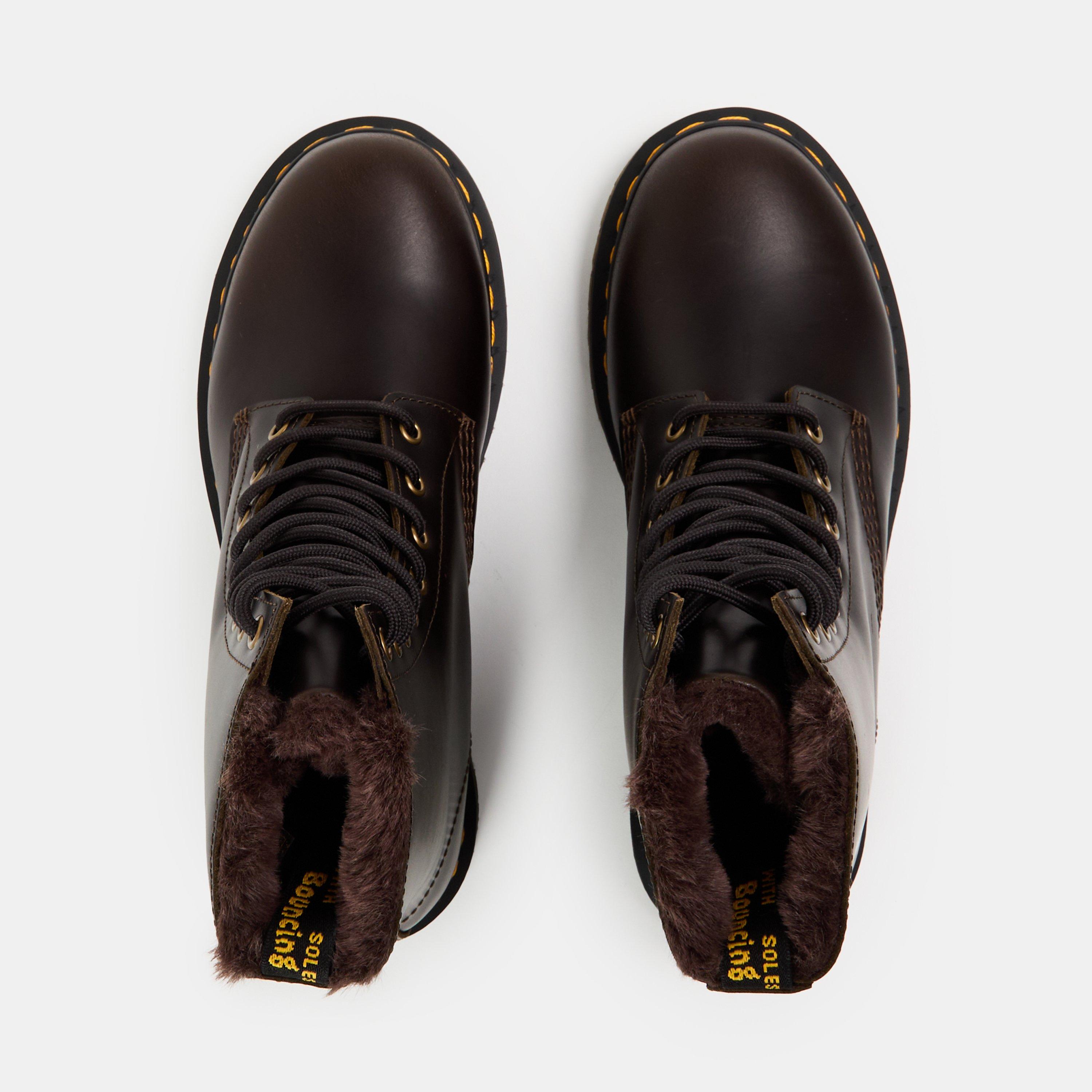 Dark Taupe - Dr Martens - 1460 Serena Faux Fur Lined Boots - 5