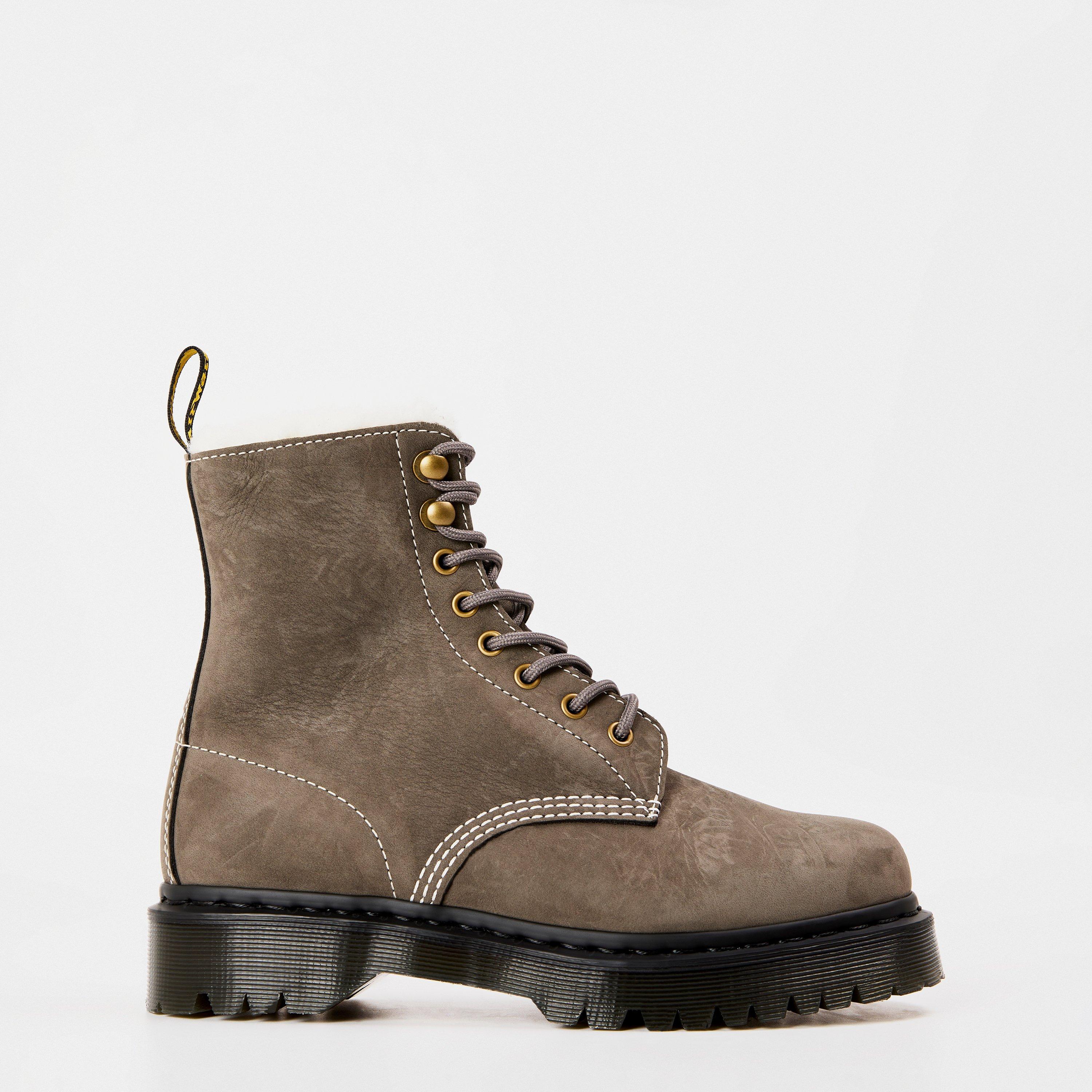 Gunmetal Nubuck - Dr Martens - 1460 Serena Fur Lined Boots - 1