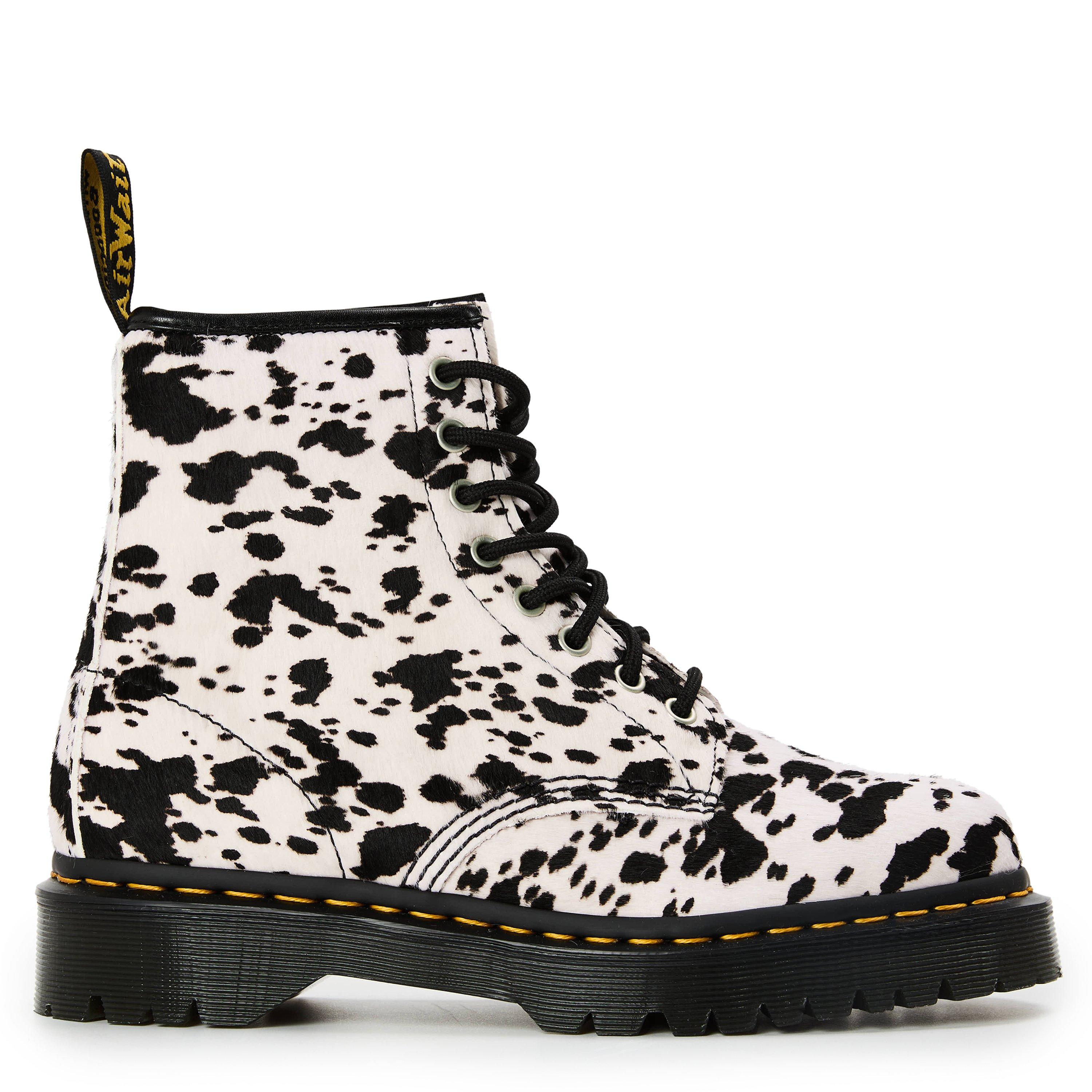 BlkWhte An Prnt - Dr Martens - 1460 Bex Dalmatian Hair On Leather Boots - 1