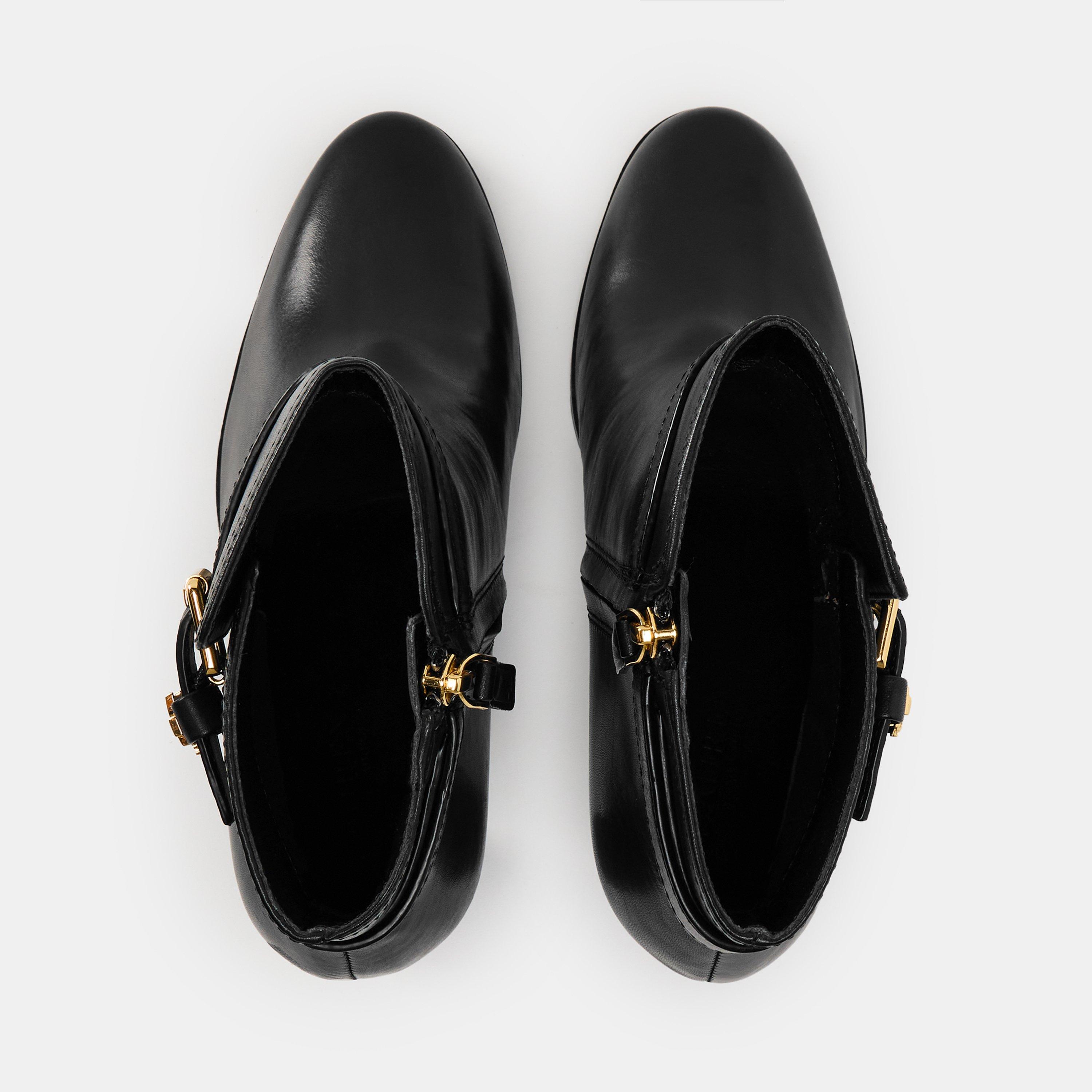 Black - Lauren by Ralph Lauren - Women's Real Leather Ankle Heeled Boots - 5