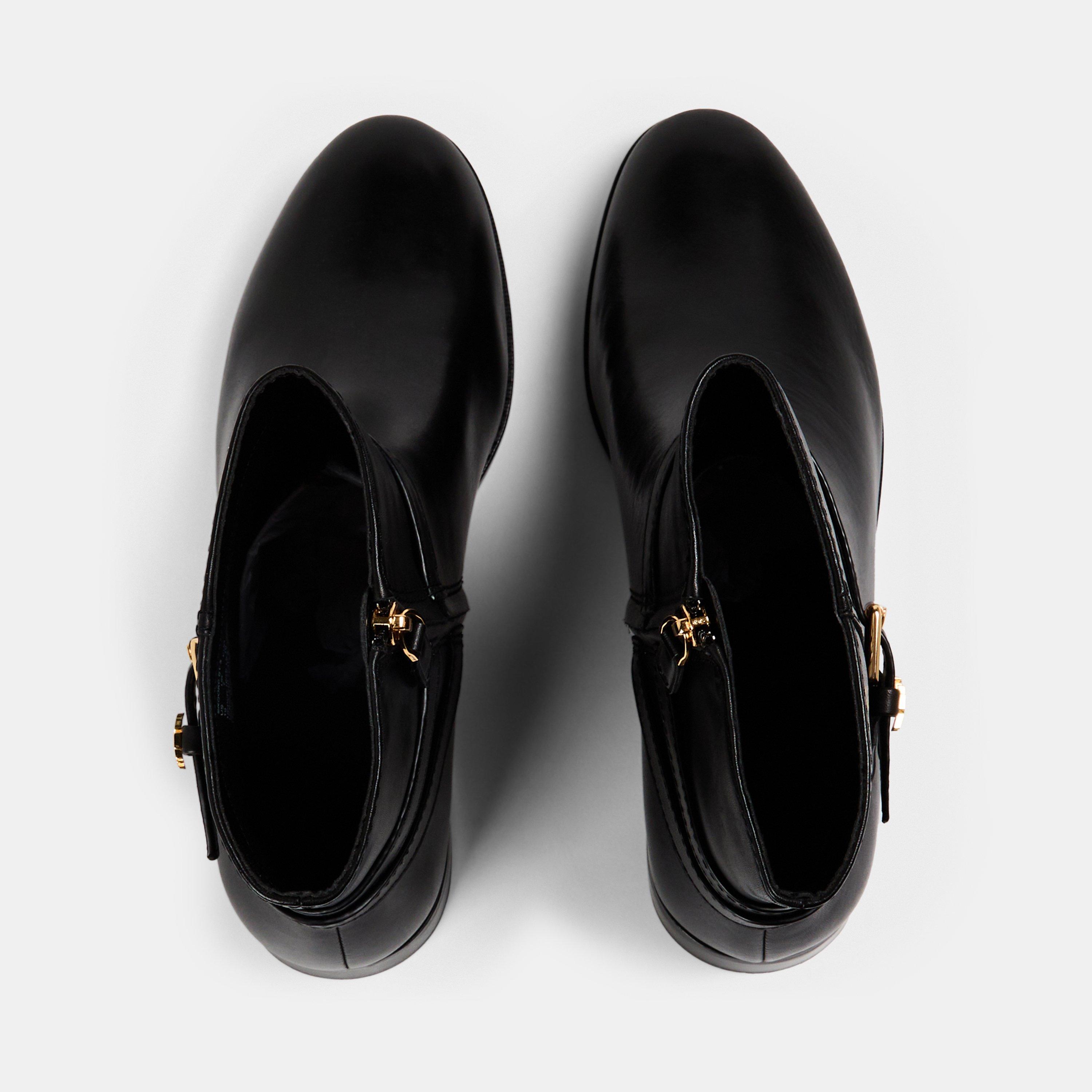 Black - Lauren by Ralph Lauren - Women's Real Leather Brook Flat Ankle Boot - 5