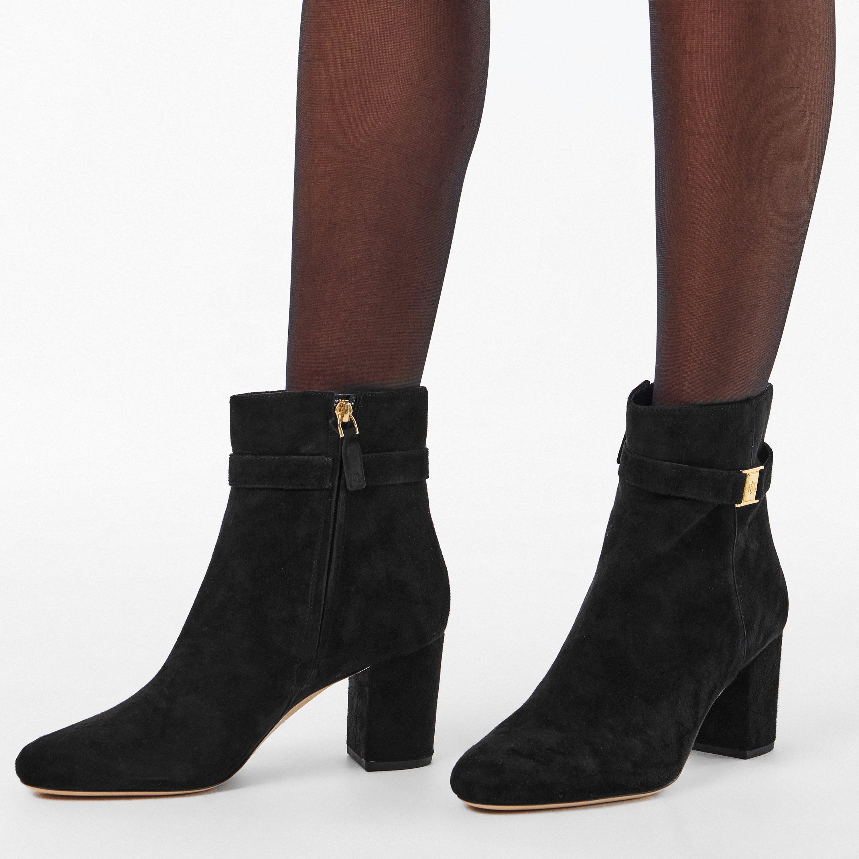 Black - Lauren by Ralph Lauren - Women's Real Leather Kellie Ankle Heeled Boot - 3