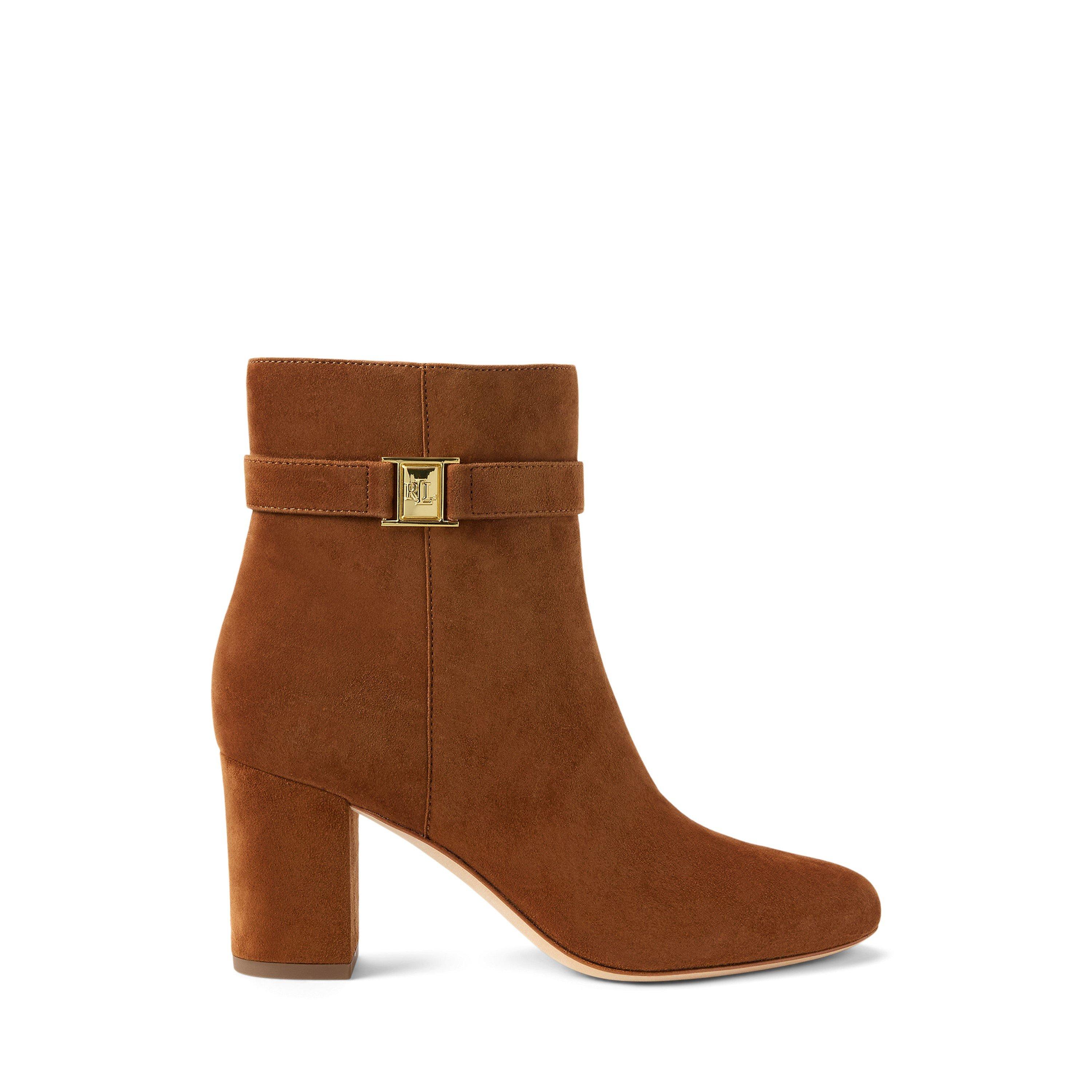 Lauren By Ralph Lauren Women's Lauren Tan Kellie Ankle Heeled Boot - 4 (36.5)