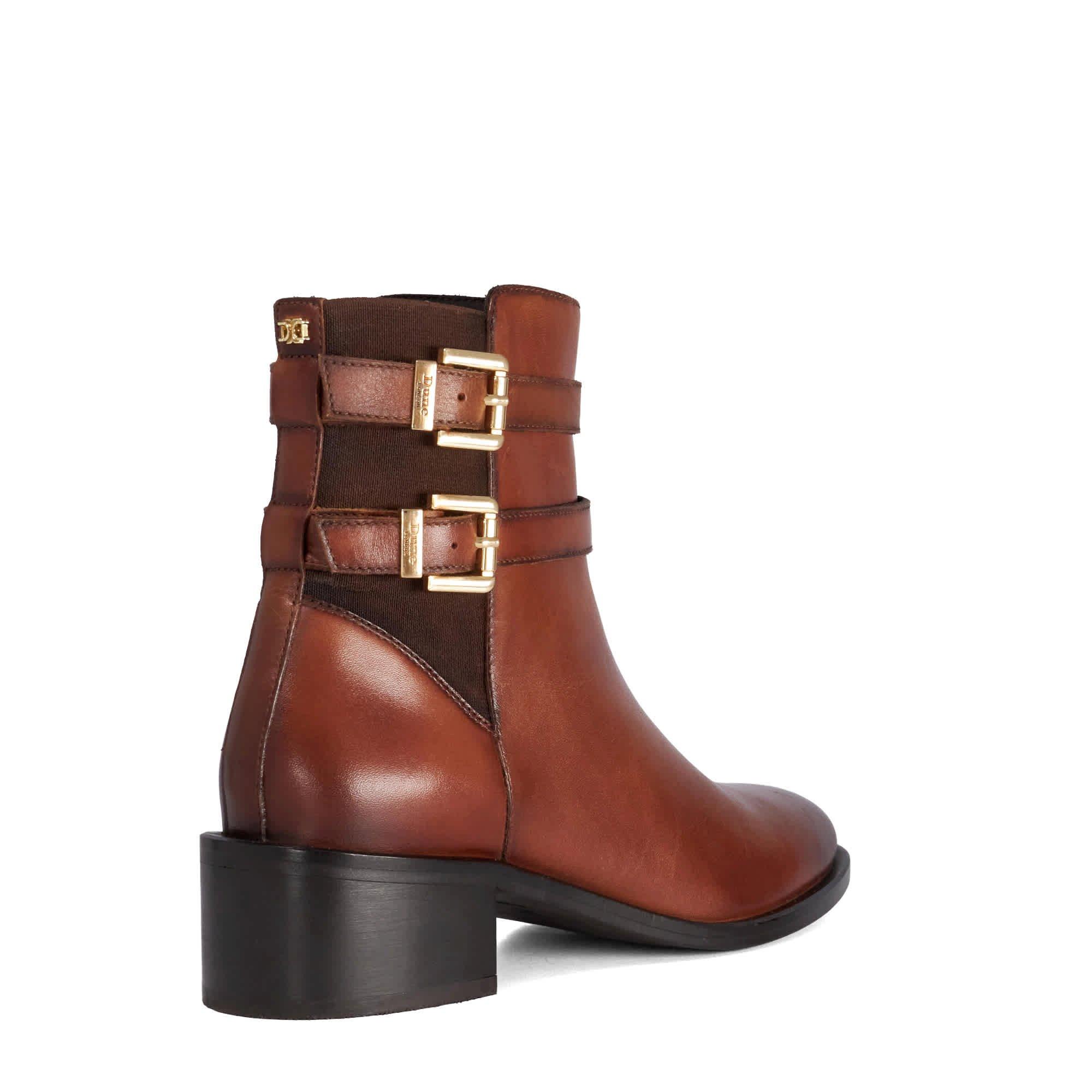 Tan Leather - Dune London - Women's Patters Heeled Ankle Boots - 3