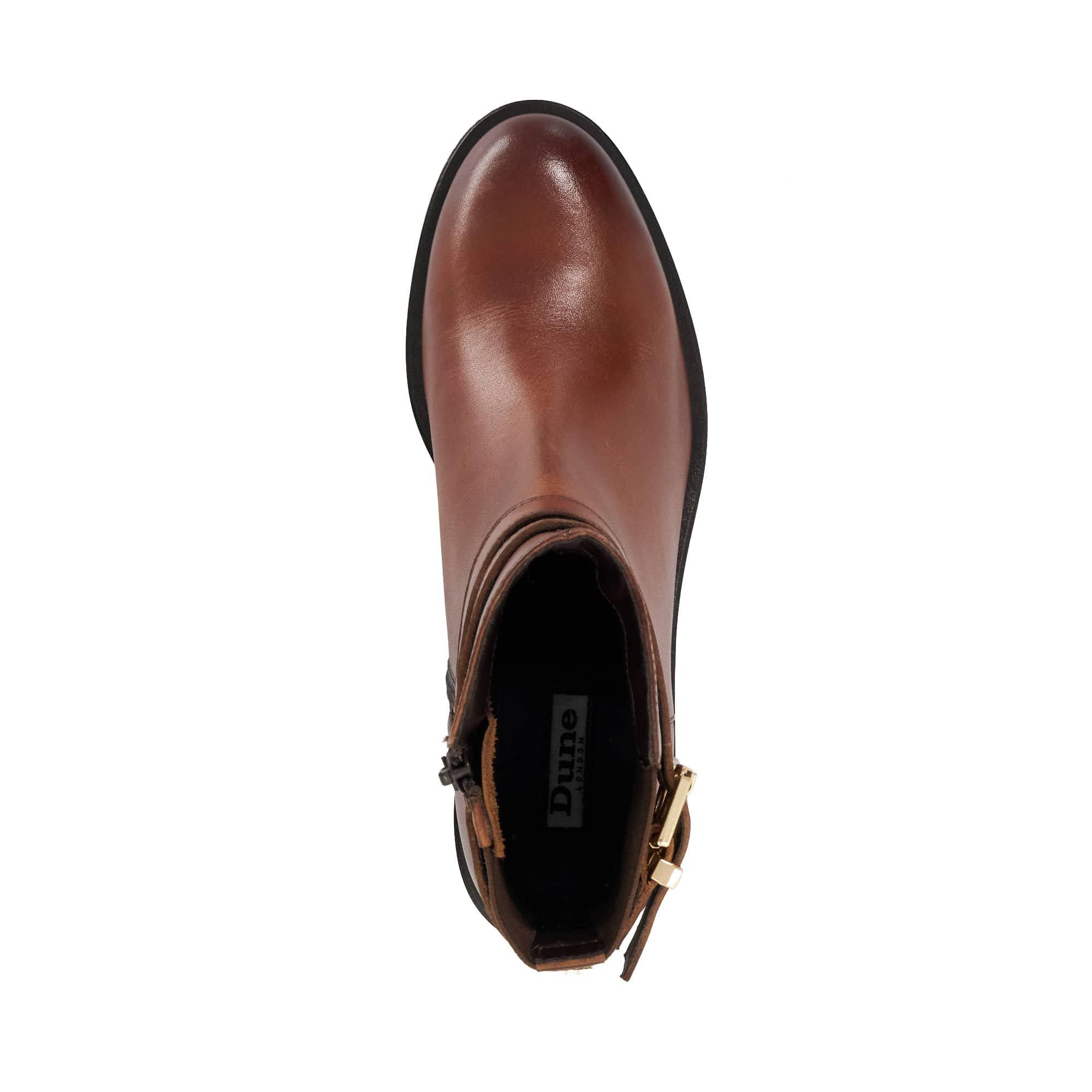 Tan Leather - Dune London - Women's Patters Heeled Ankle Boots - 4