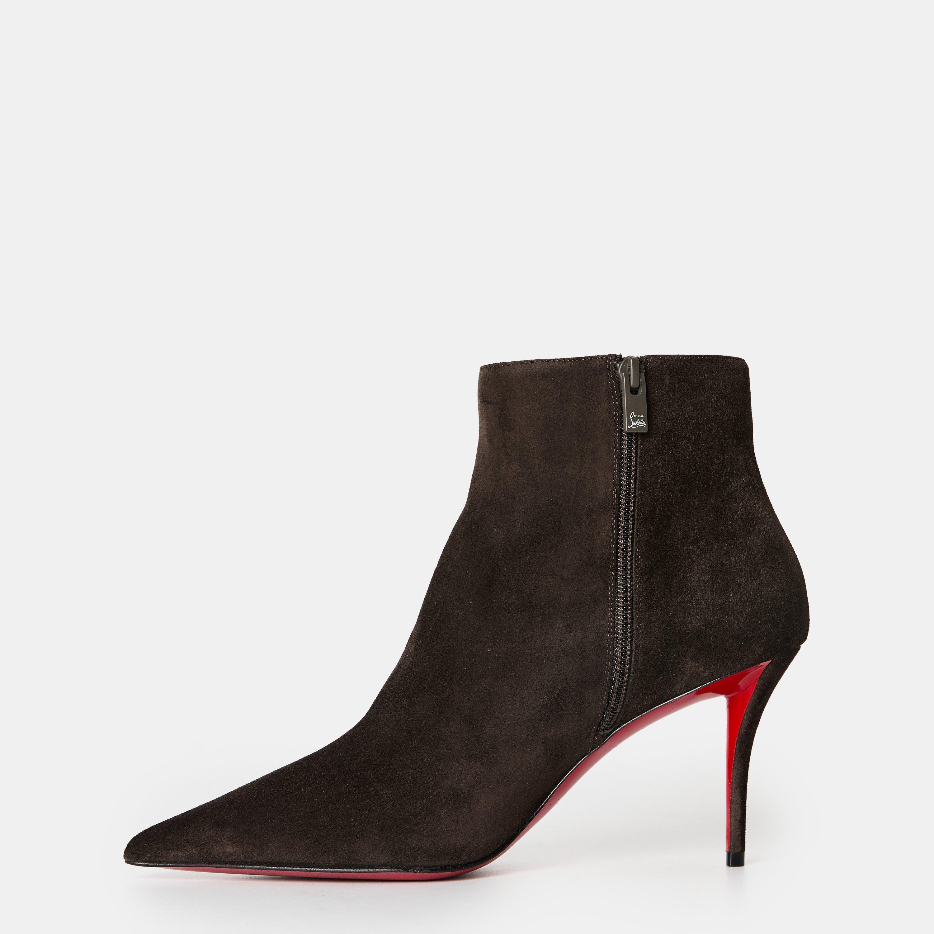 Velours Café - Christian Louboutin - Women's Ankle Heeled Boots - 2