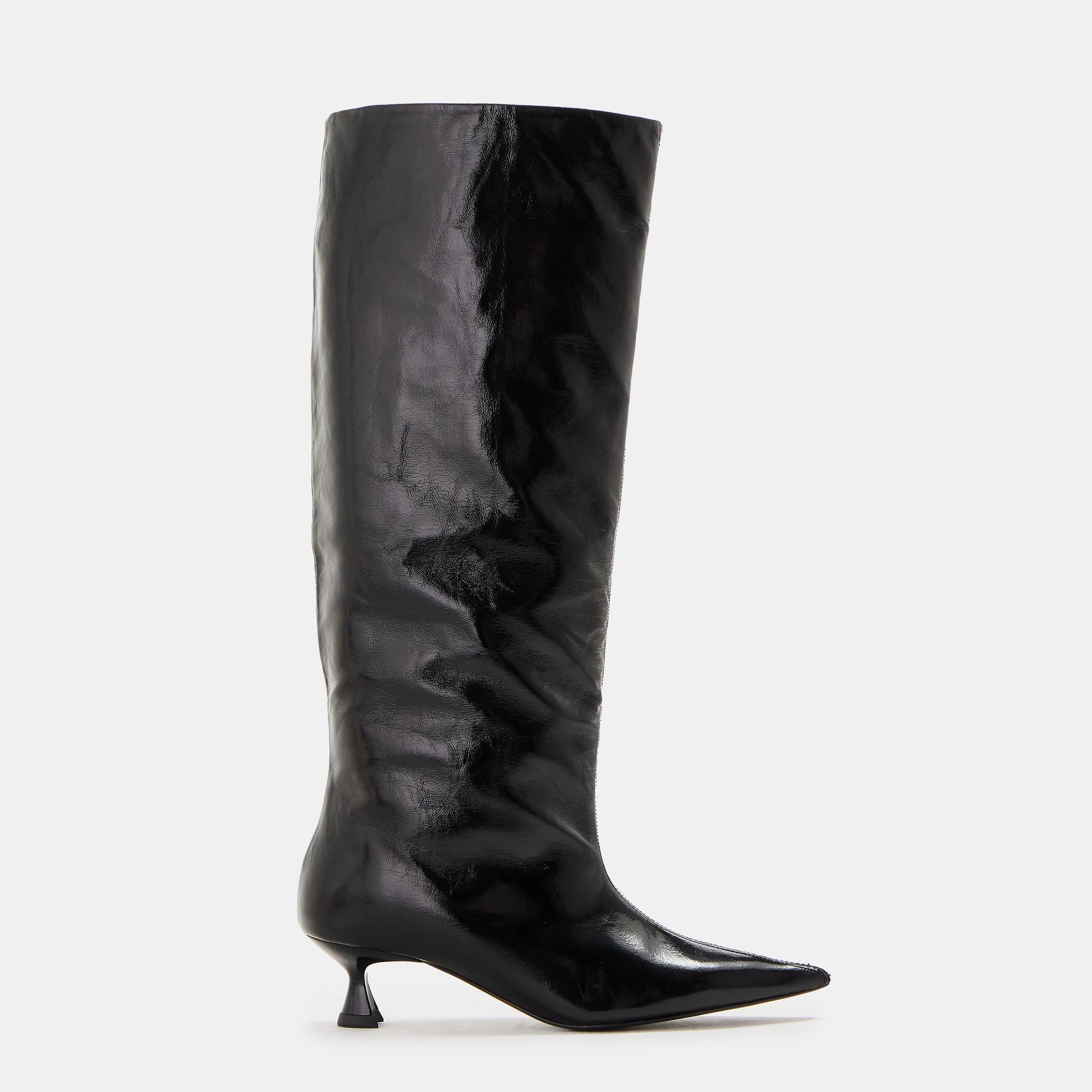 Black - Ganni - Women's Slouchy Knee High Boots - 1