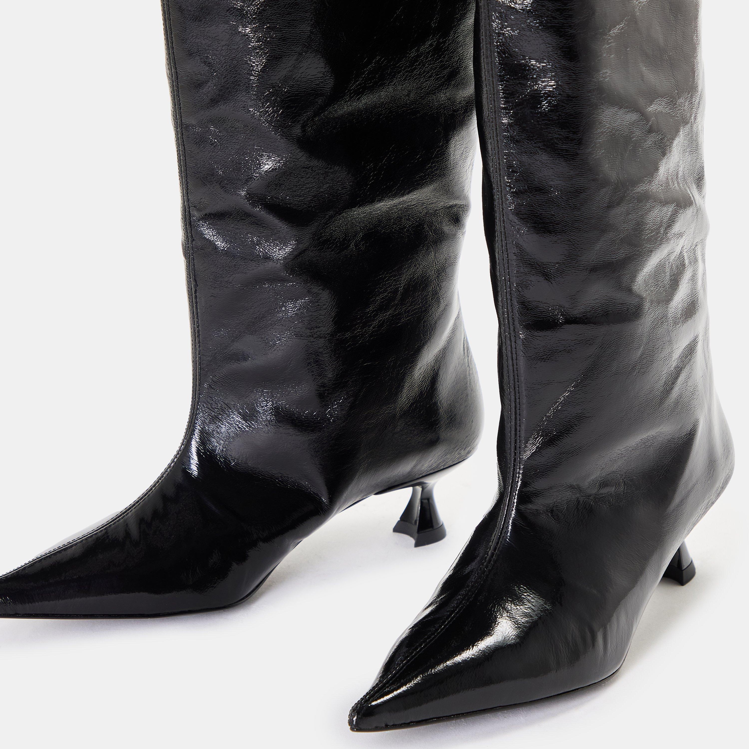 Black - Ganni - Women's Slouchy Knee High Boots - 3