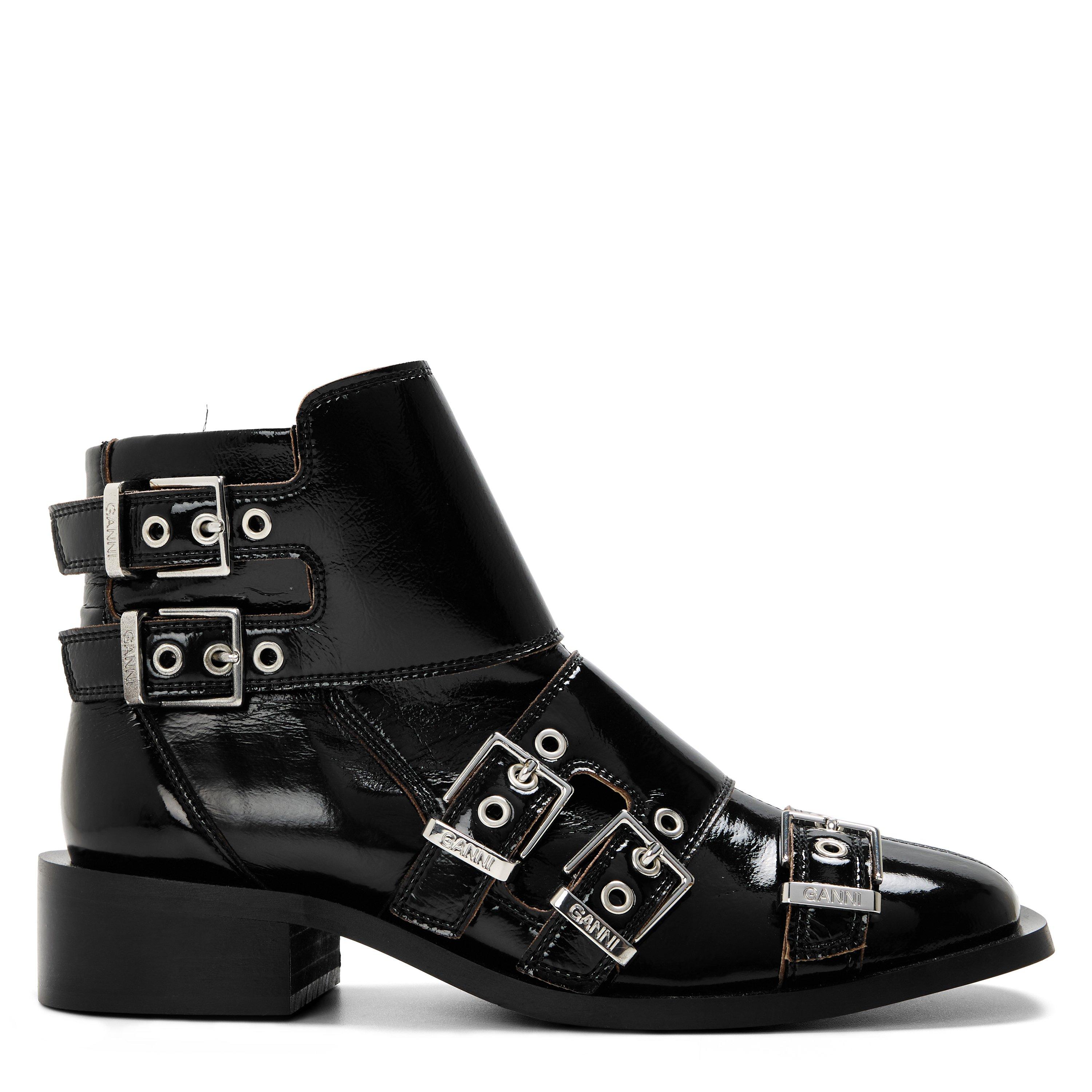 Black - Ganni - Women's Ankle Heeled Boots - 1