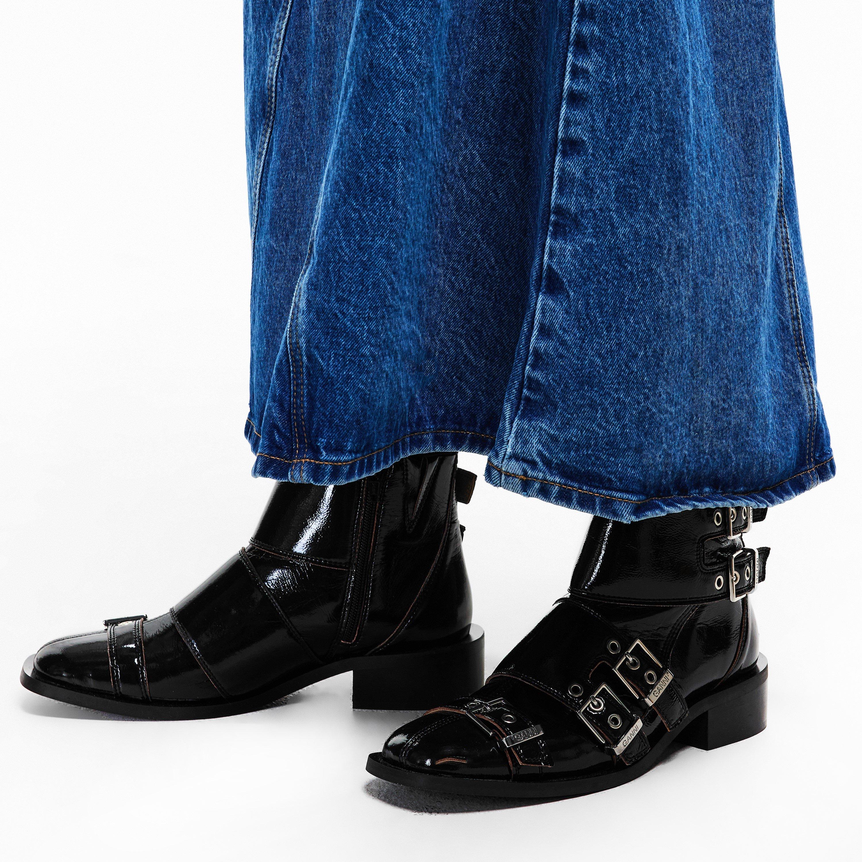 Black - Ganni - Women's Ankle Heeled Boots - 3