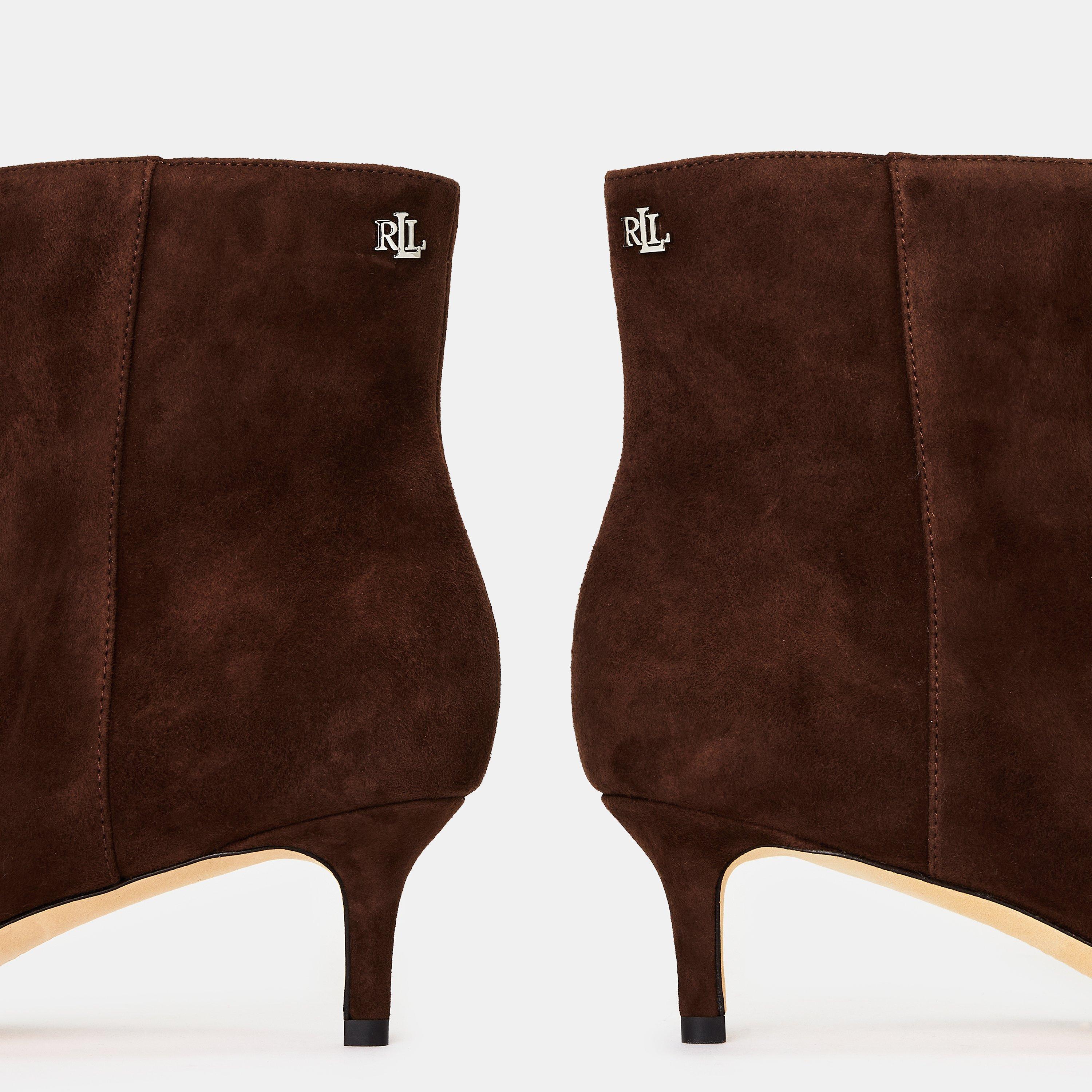 Dark Hickory - Lauren by Ralph Lauren - Women's Real Leather Ankle Heeled Boots - 4