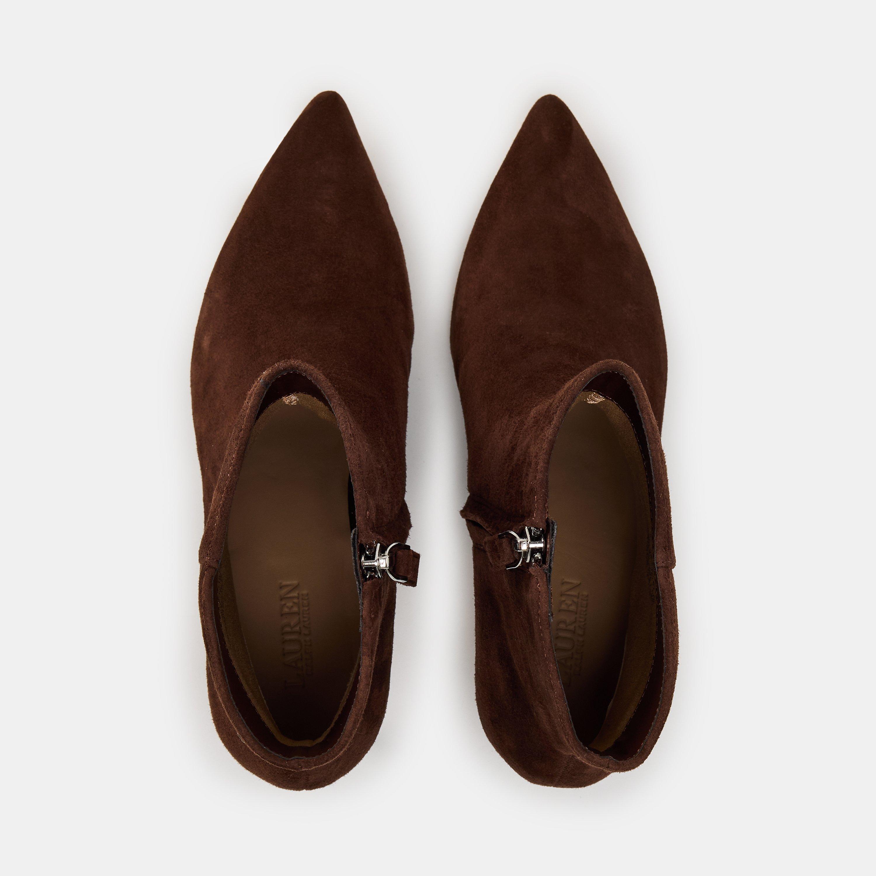 Dark Hickory - Lauren by Ralph Lauren - Women's Real Leather Ankle Heeled Boots - 5