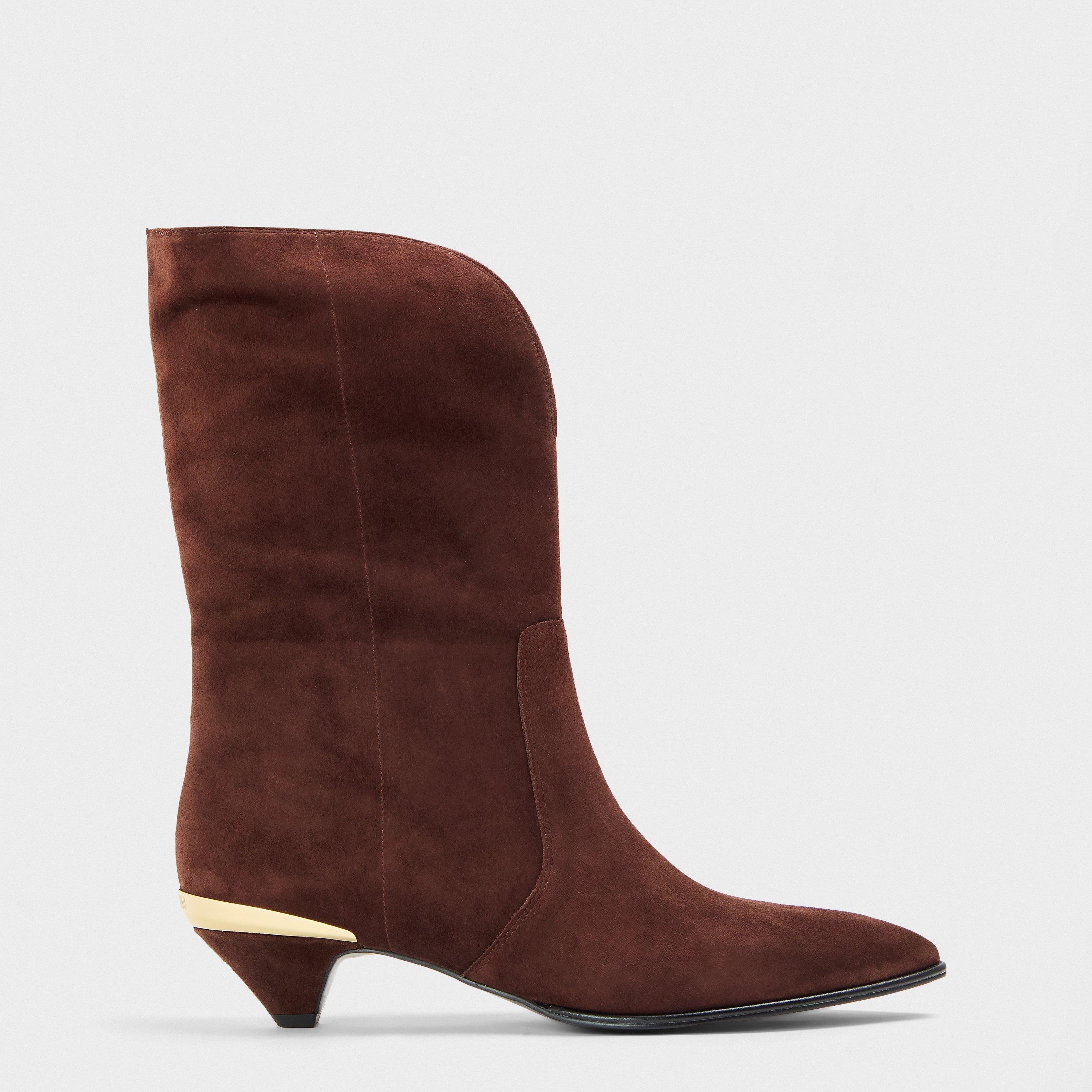 Chocolate - Love Moschino - Women's Golden Metallic Ankle Heeled Boots - 1