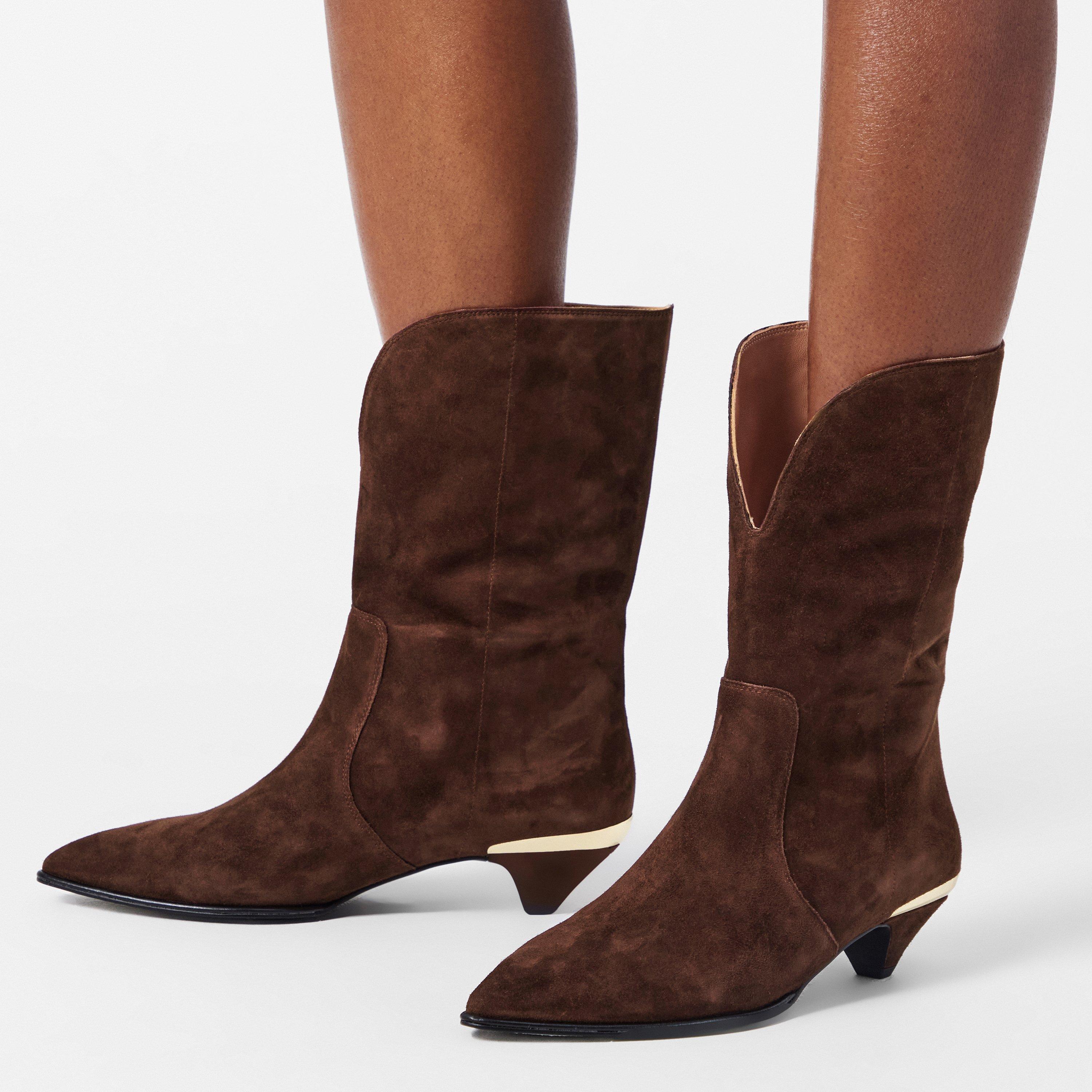 Chocolate - Love Moschino - Women's Golden Ankle Heeled Boots - 3