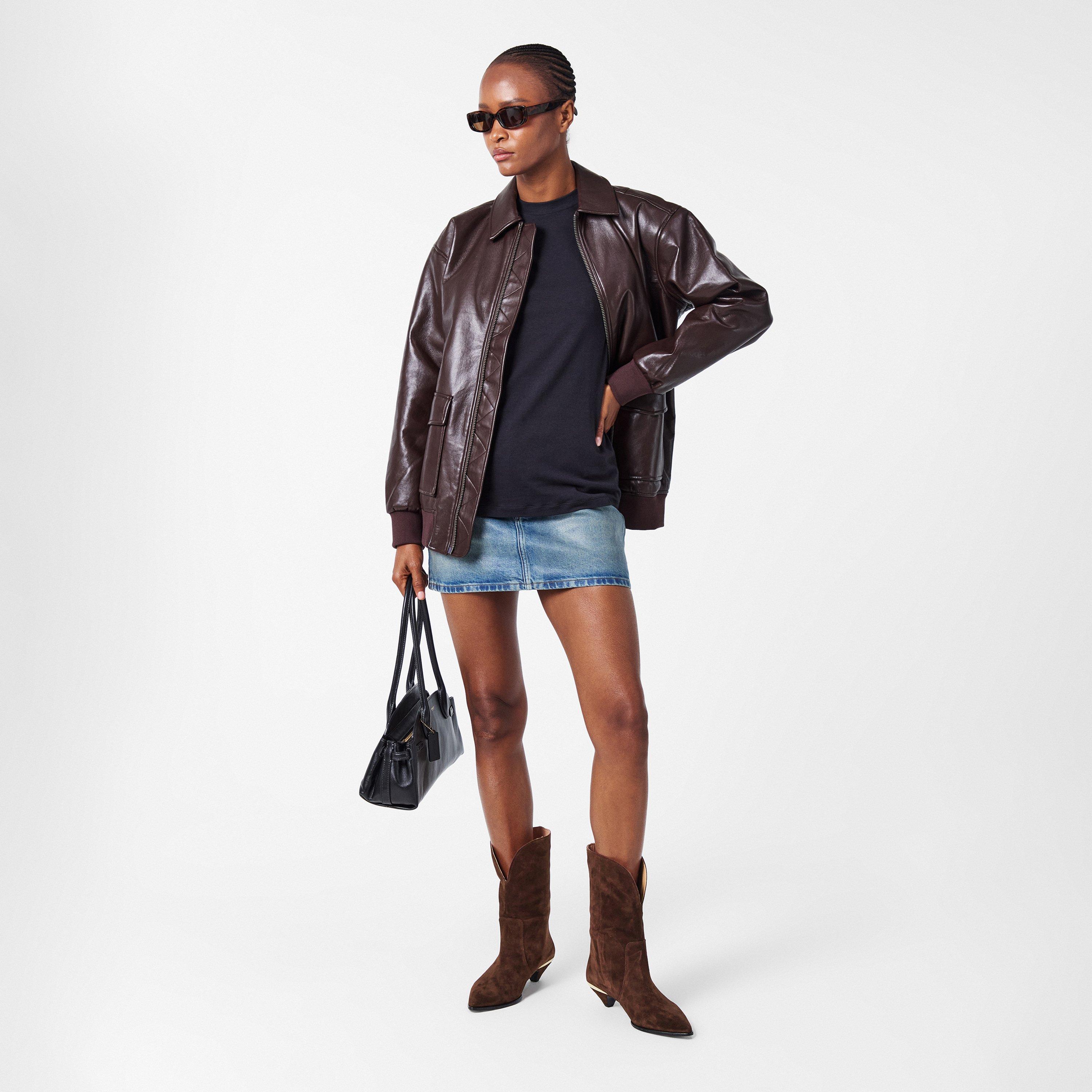 Chocolate - Love Moschino - Women's Golden Ankle Heeled Boots - 6